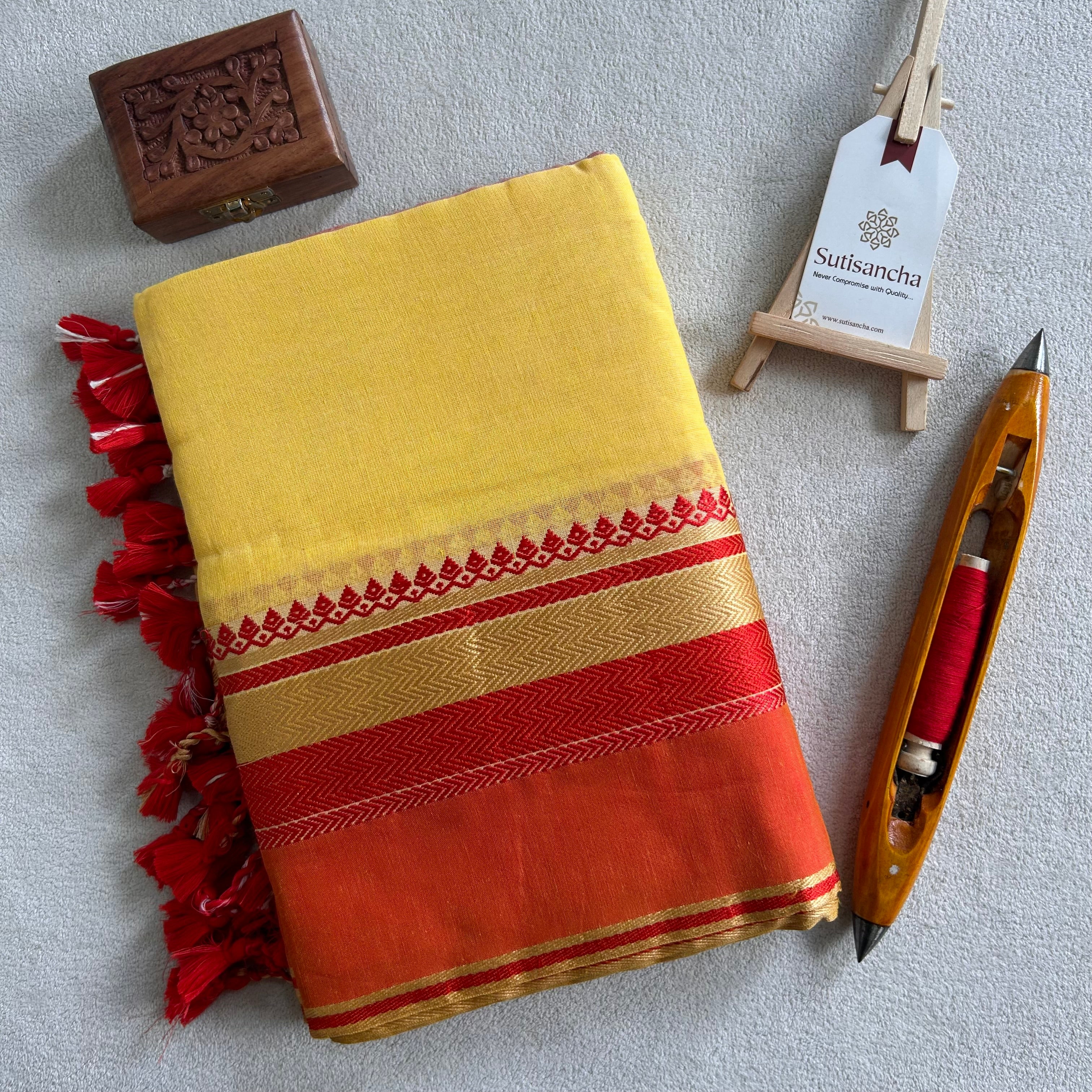 Sutisancha Handwoven Bliss Bengal Cotton Saree