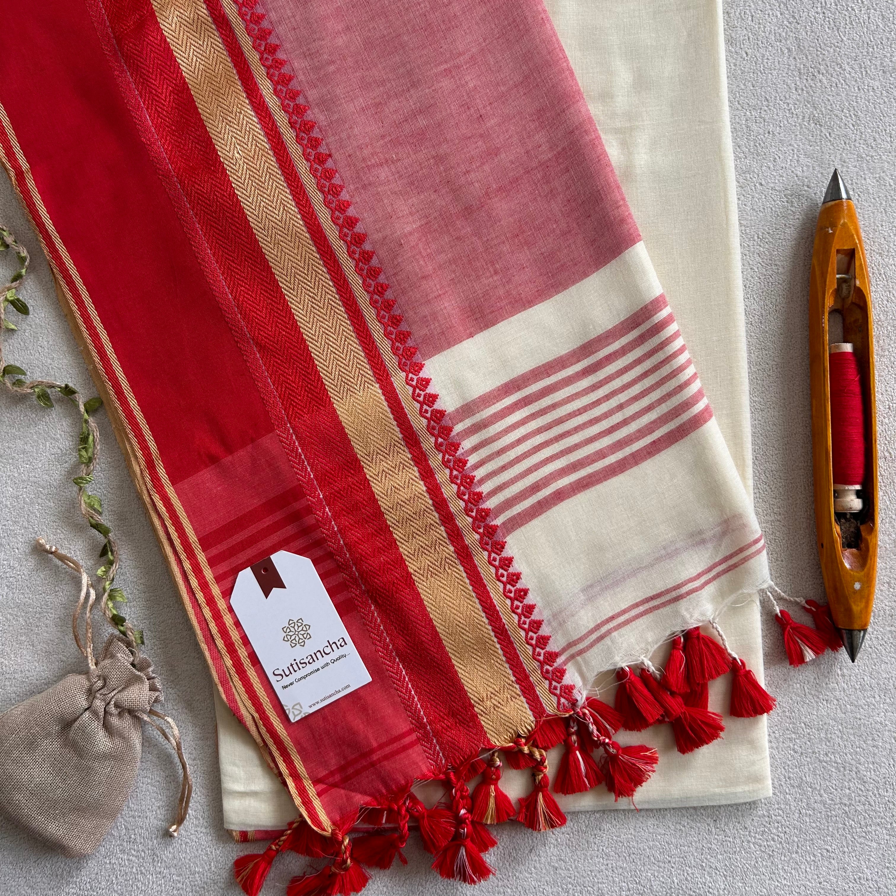 Sutisancha Handwoven Bliss Bengal Cotton Saree