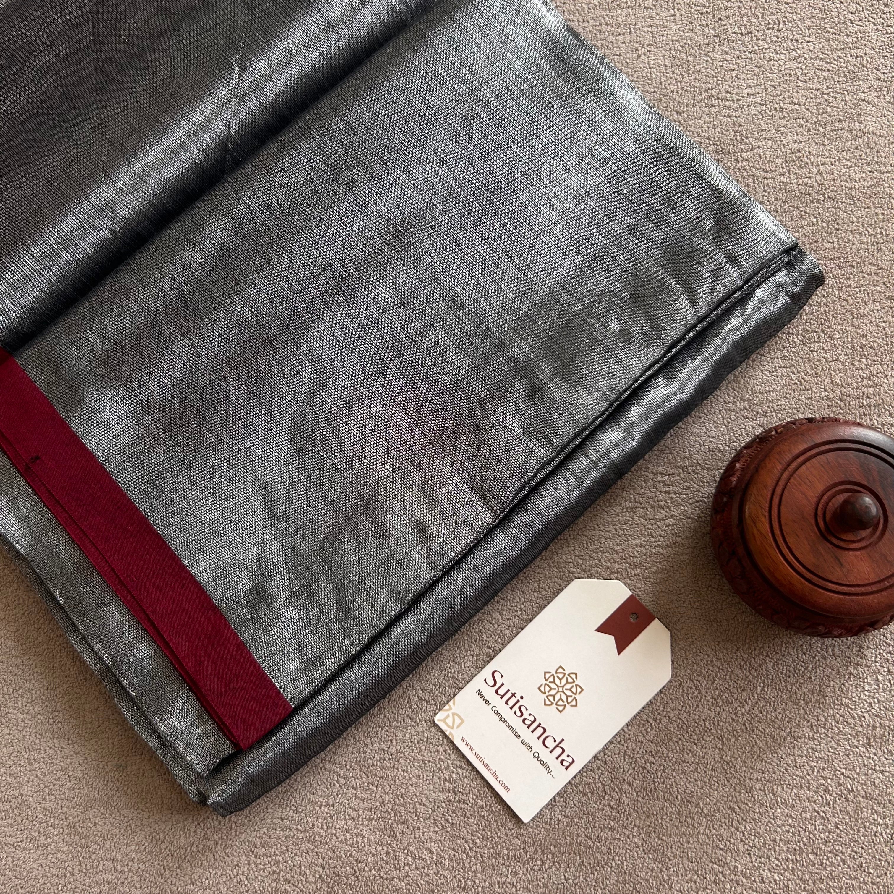 Sutisancha Grey Handloom Tissue Saree