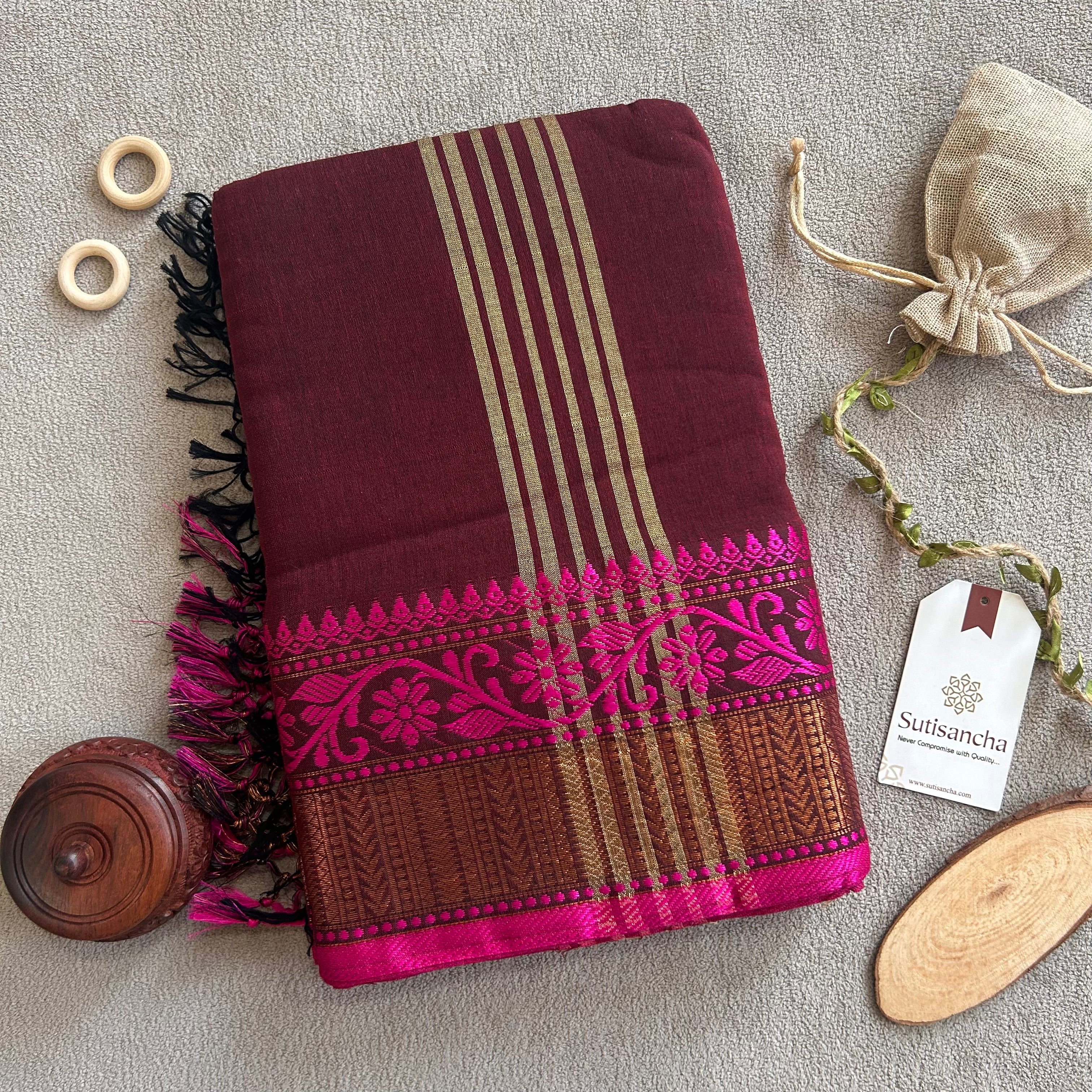 Sutisancha Heritage Bengal Cotton Saree with Timeless Weave