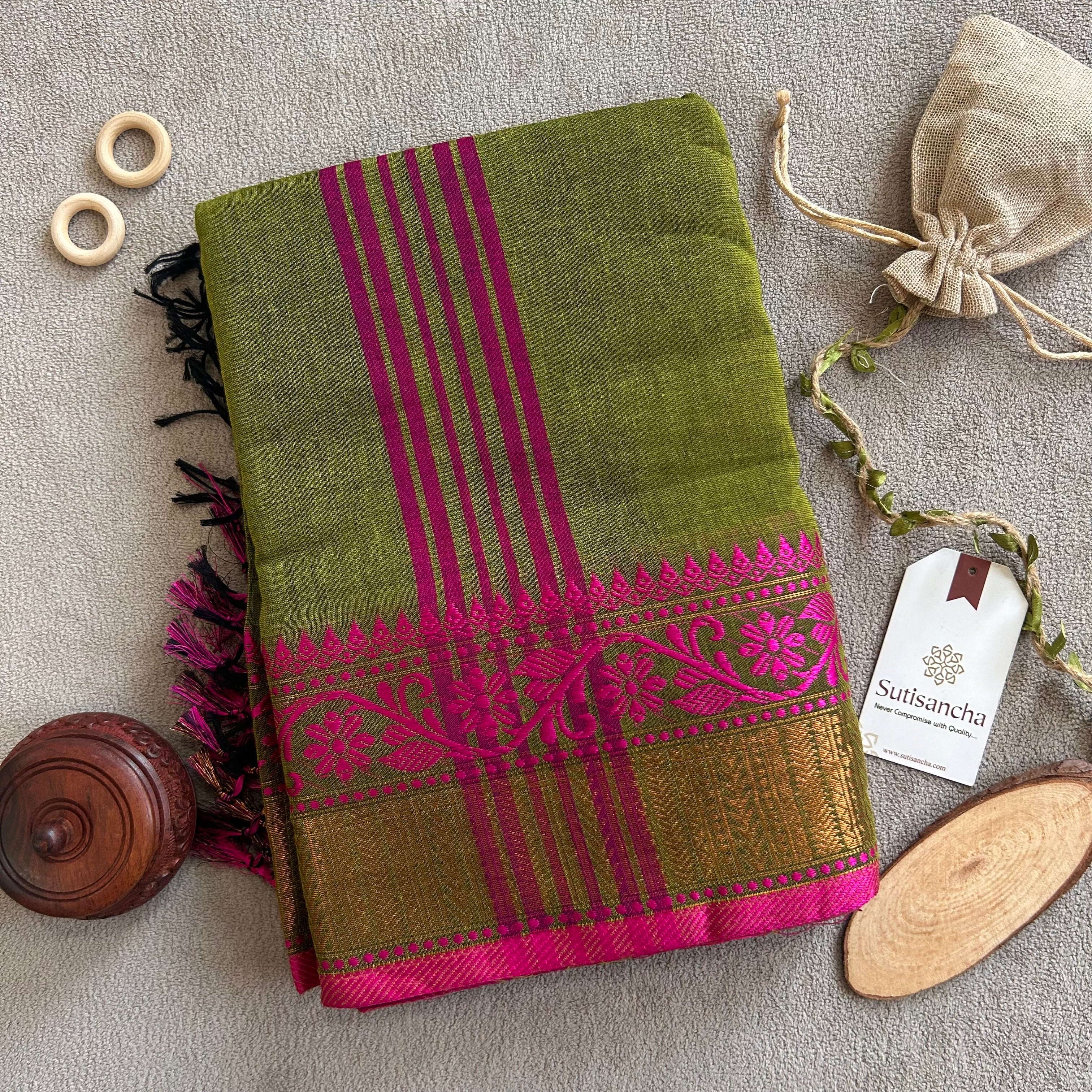 Sutisancha Heritage Bengal Cotton Saree with Timeless Weave