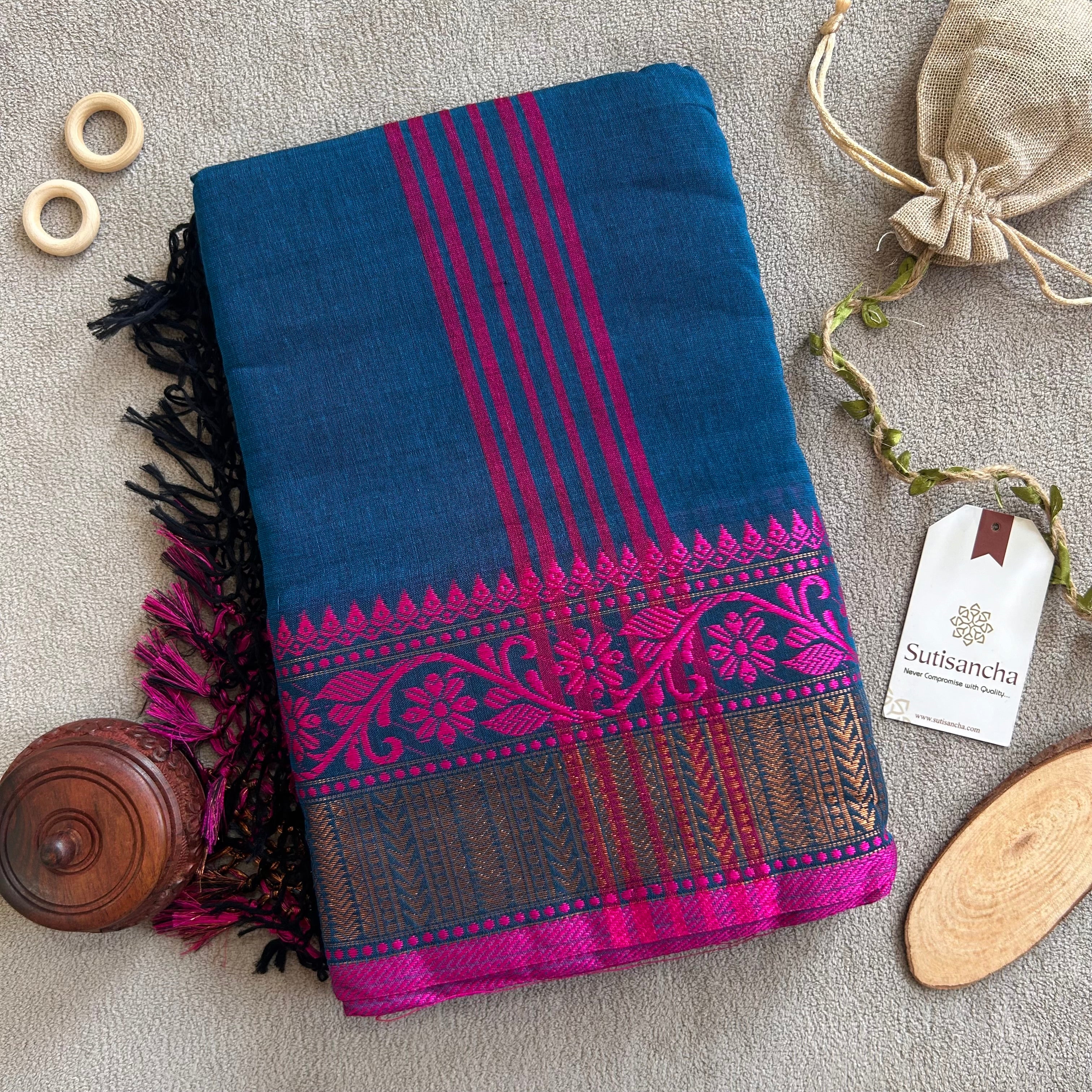 Sutisancha Heritage Bengal Cotton Saree with Timeless Weave