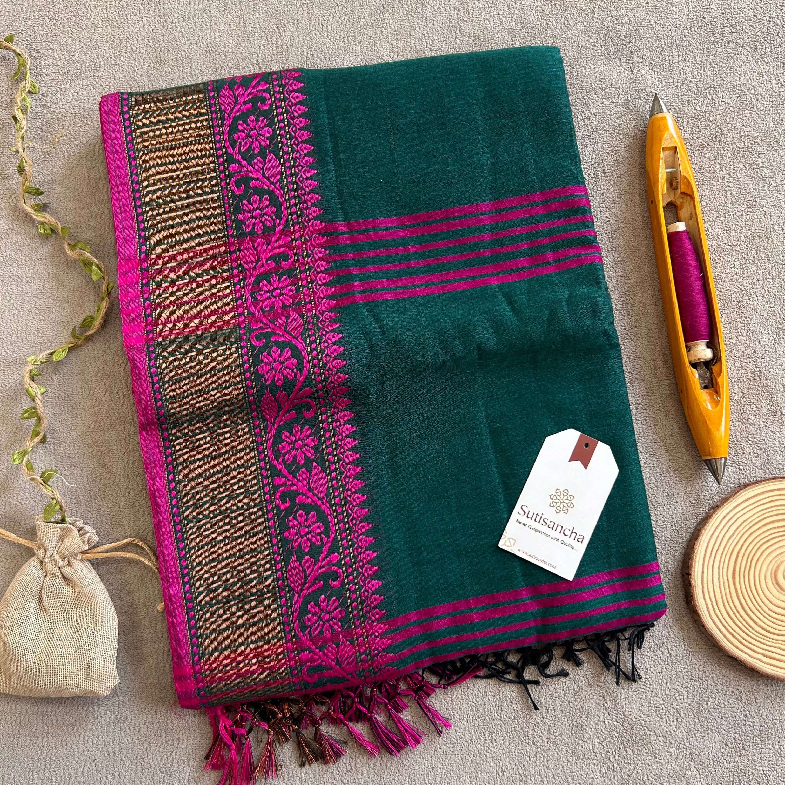 Sutisancha Heritage Bengal Cotton Saree with Timeless Weave