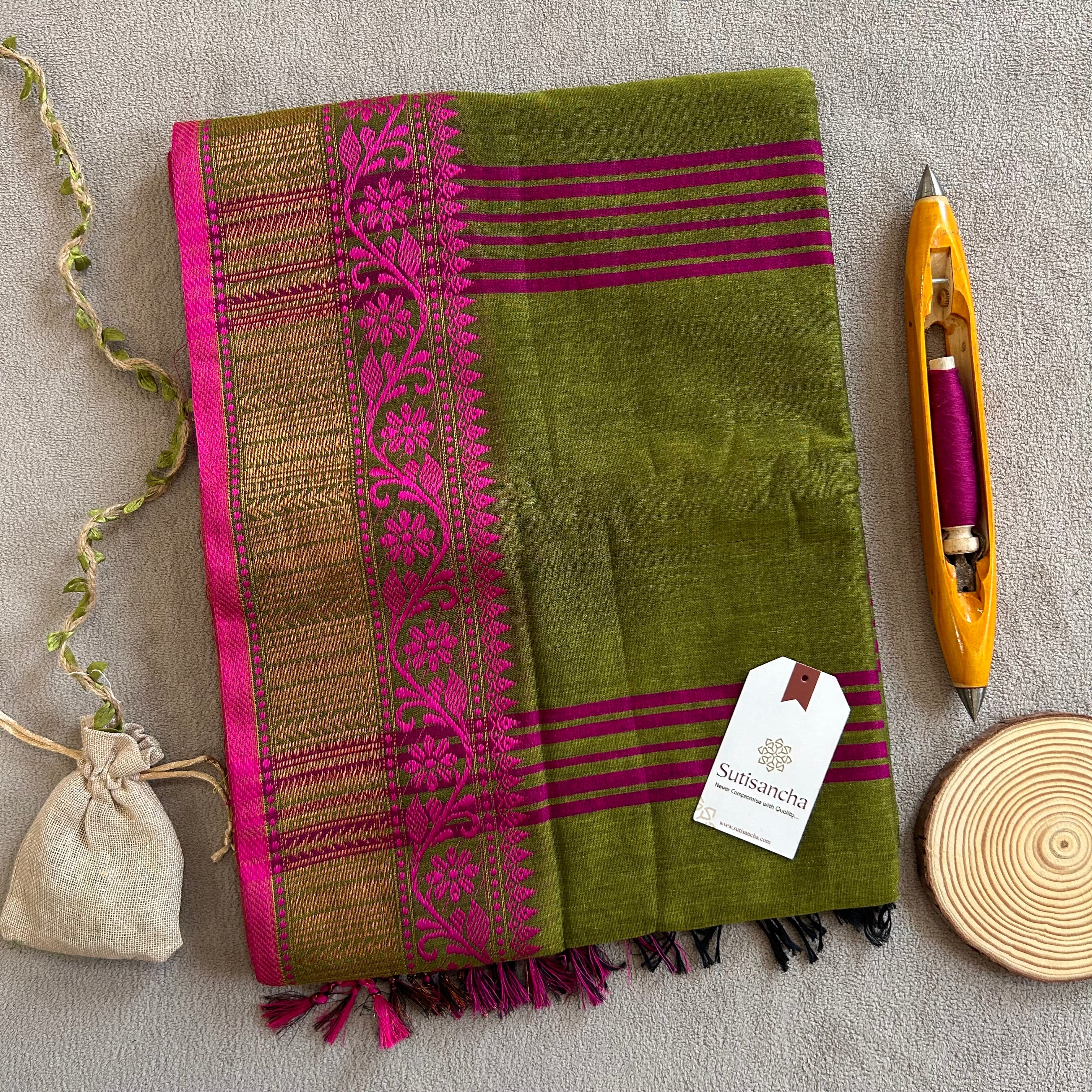 Sutisancha Heritage Bengal Cotton Saree with Timeless Weave