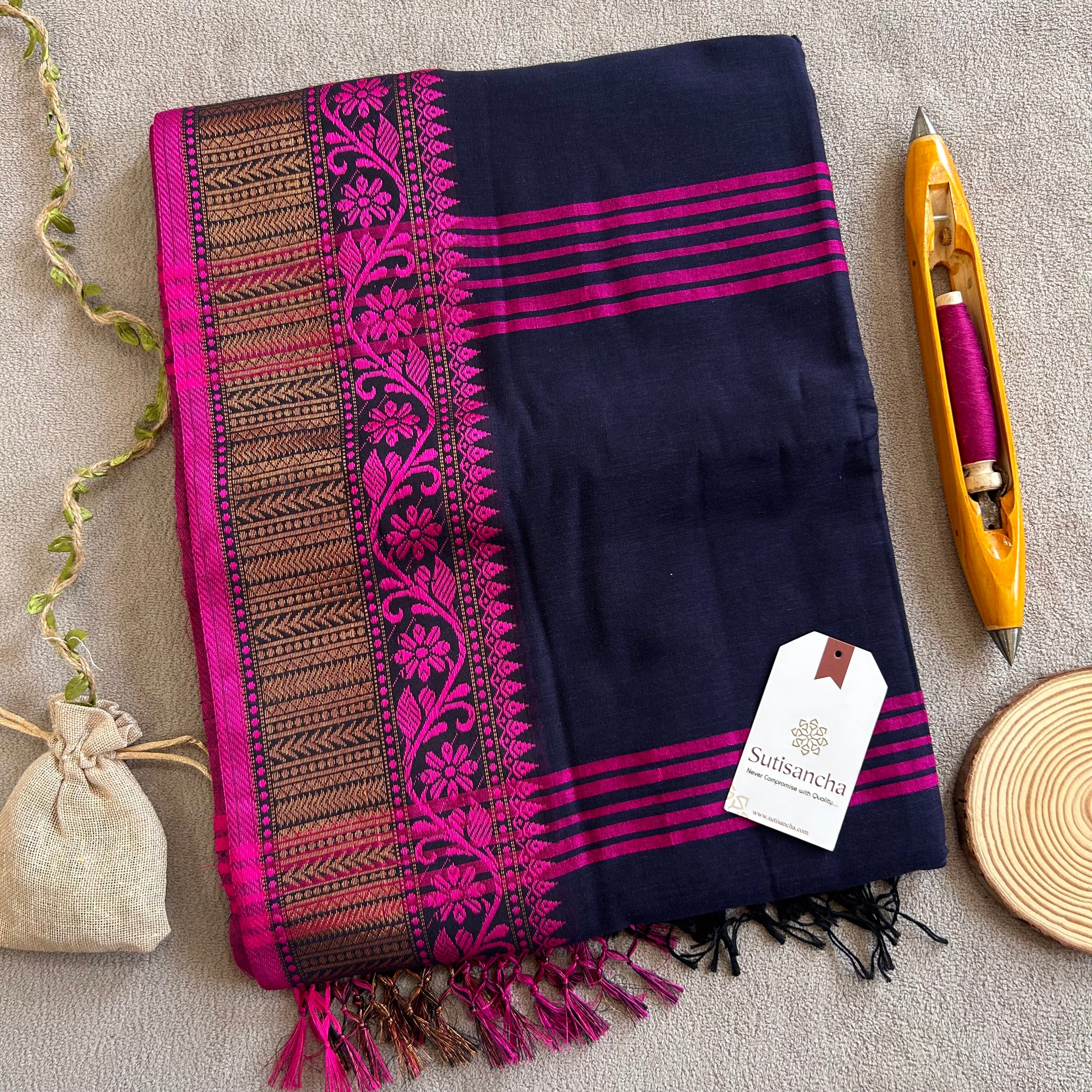 Sutisancha Heritage Bengal Cotton Saree with Timeless Weave