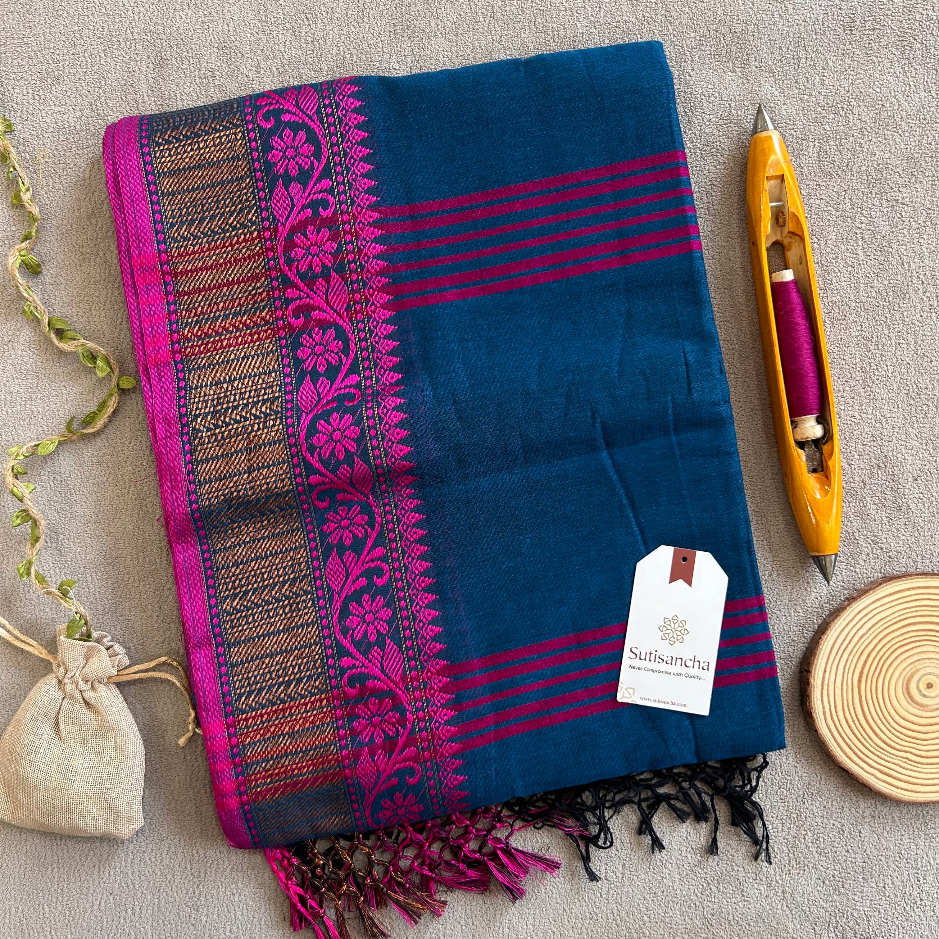 Sutisancha Heritage Bengal Cotton Saree with Timeless Weave