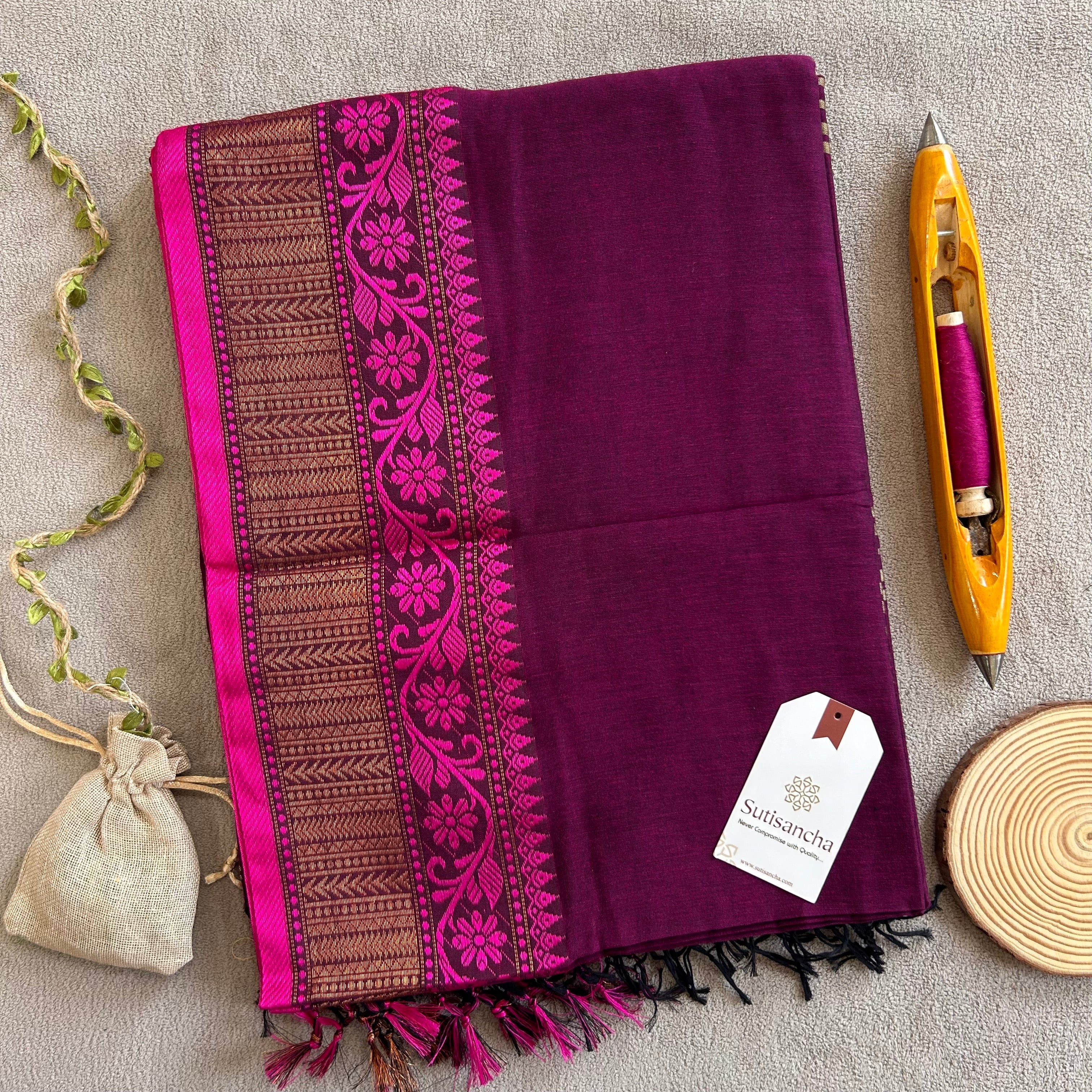 Sutisancha Heritage Bengal Cotton Saree with Timeless Weave