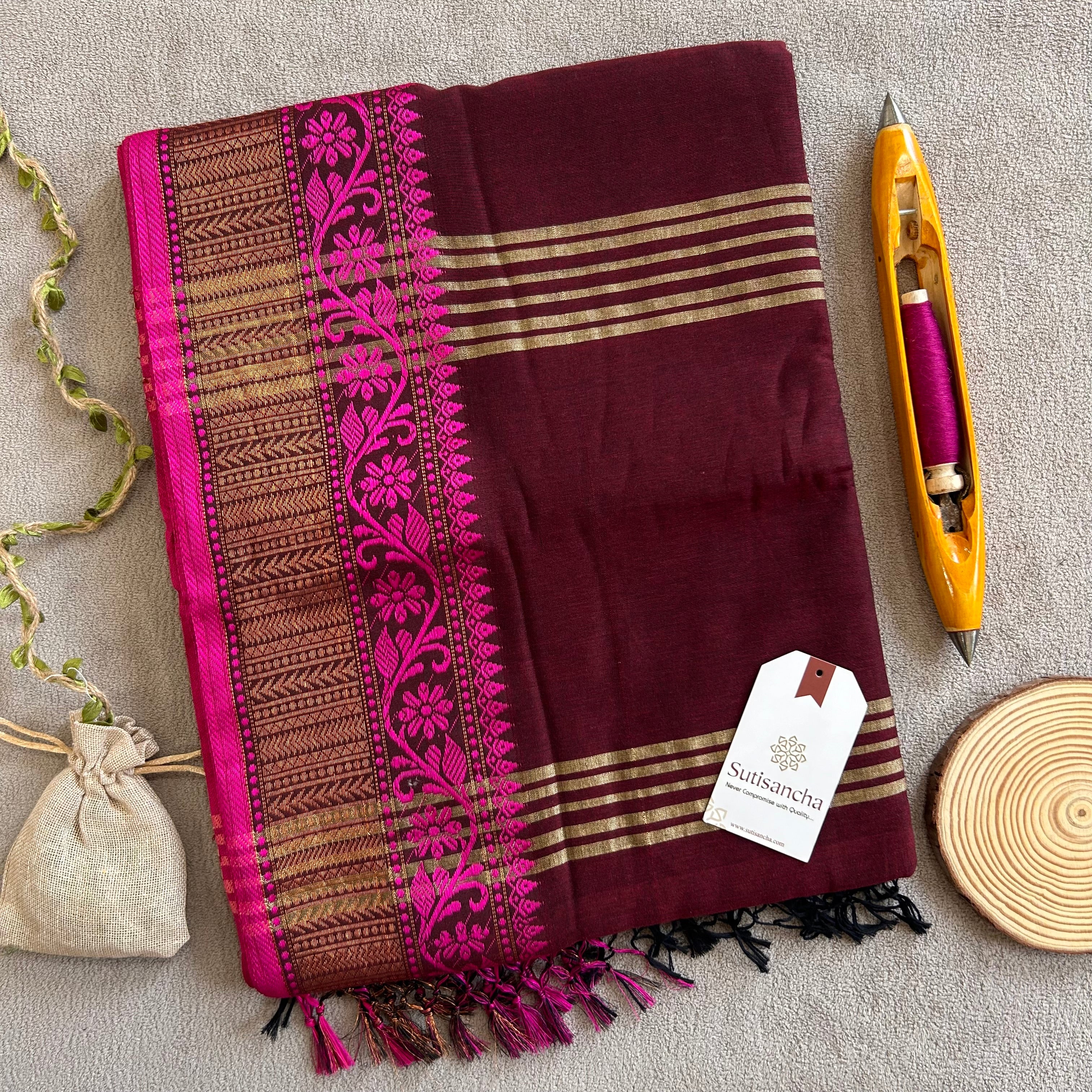 Sutisancha Heritage Bengal Cotton Saree with Timeless Weave