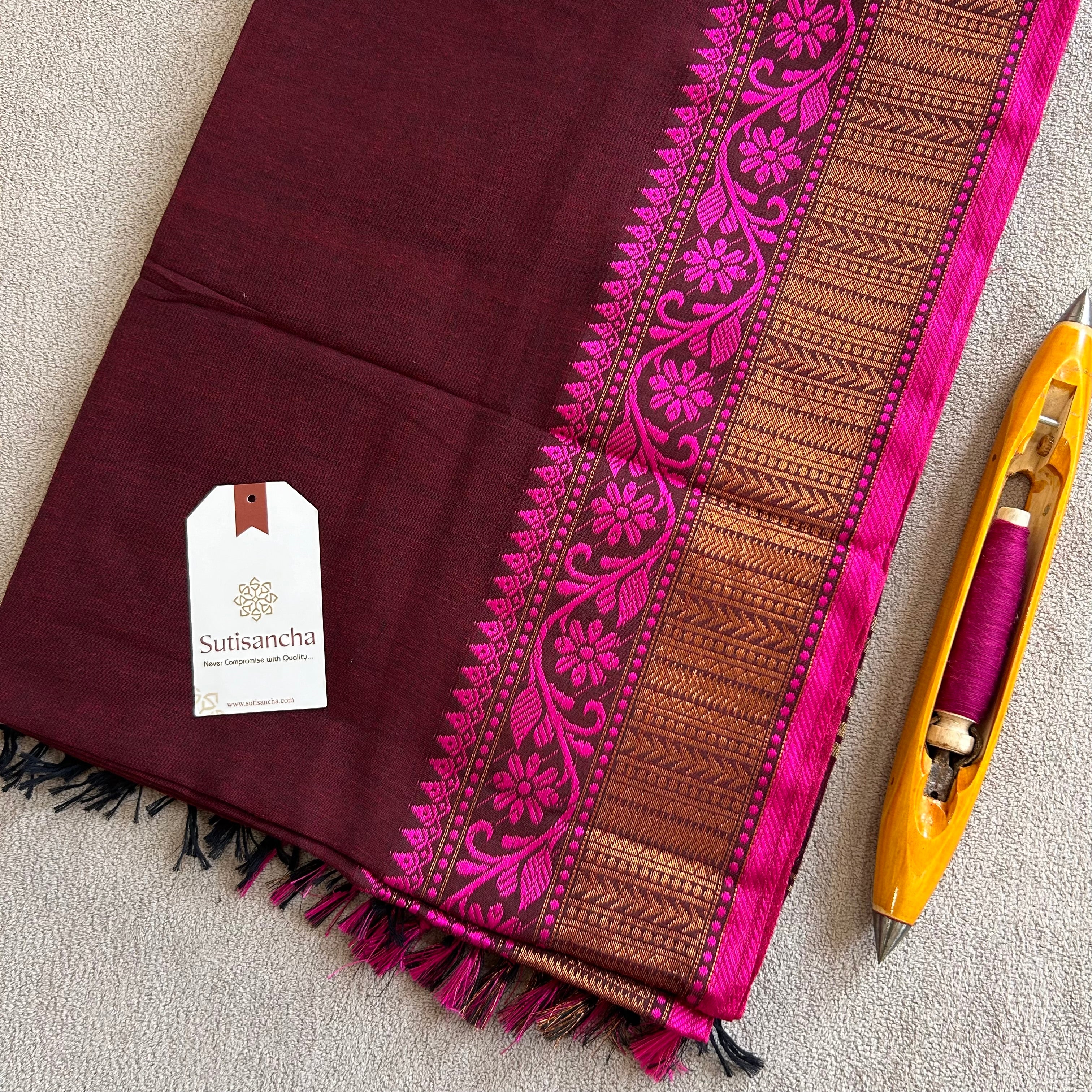 Sutisancha Heritage Bengal Cotton Saree with Timeless Weave