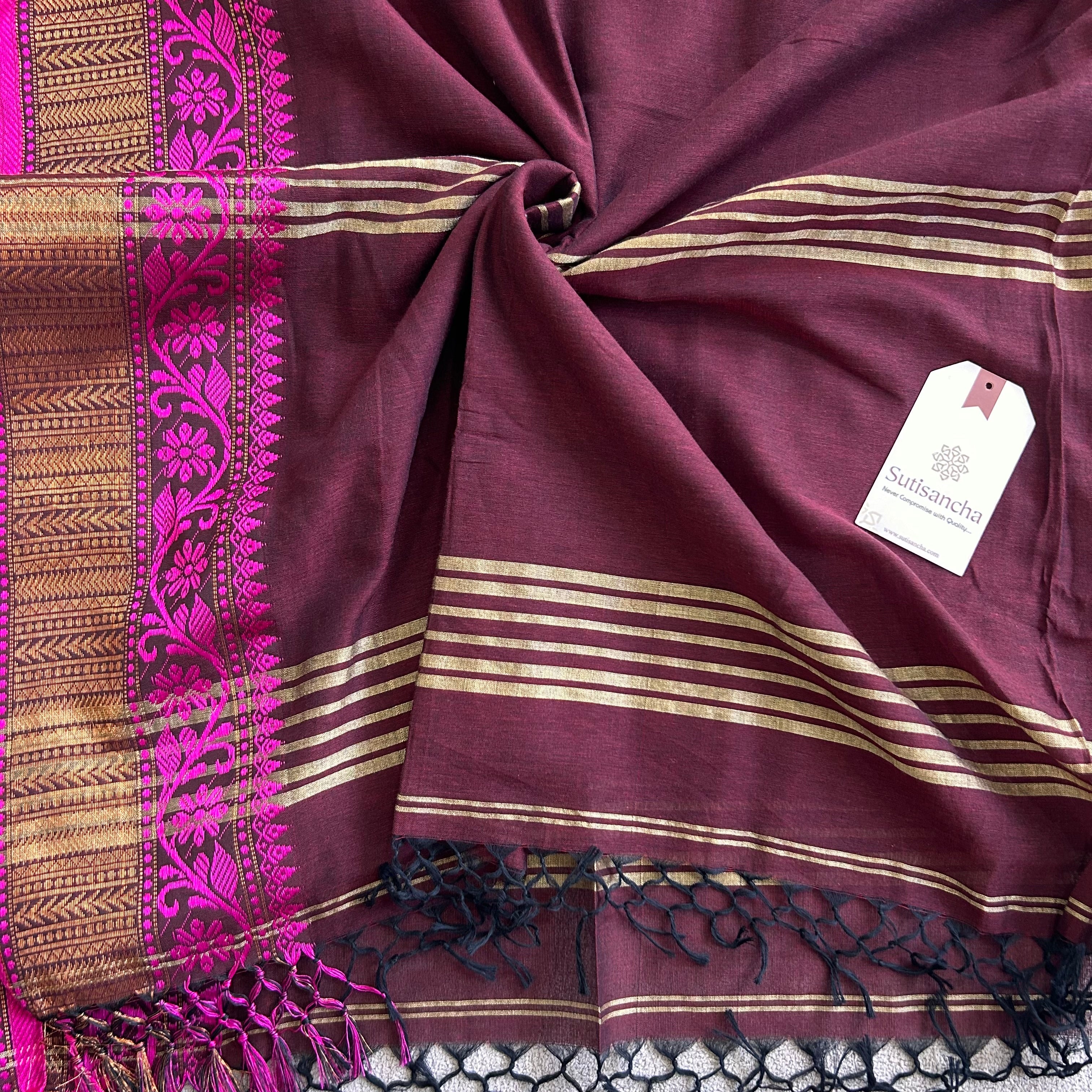 Sutisancha Heritage Bengal Cotton Saree with Timeless Weave