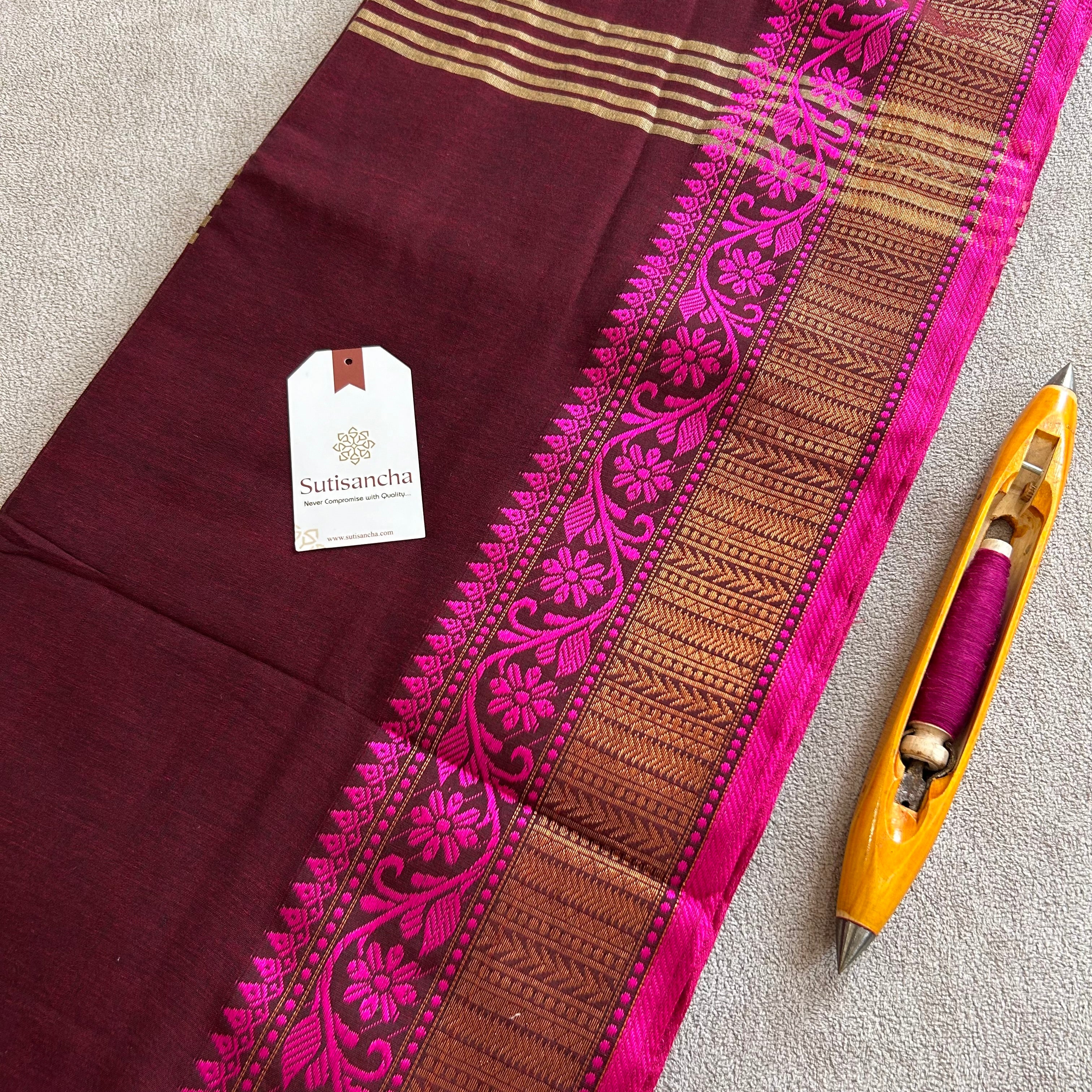 Sutisancha Heritage Bengal Cotton Saree with Timeless Weave