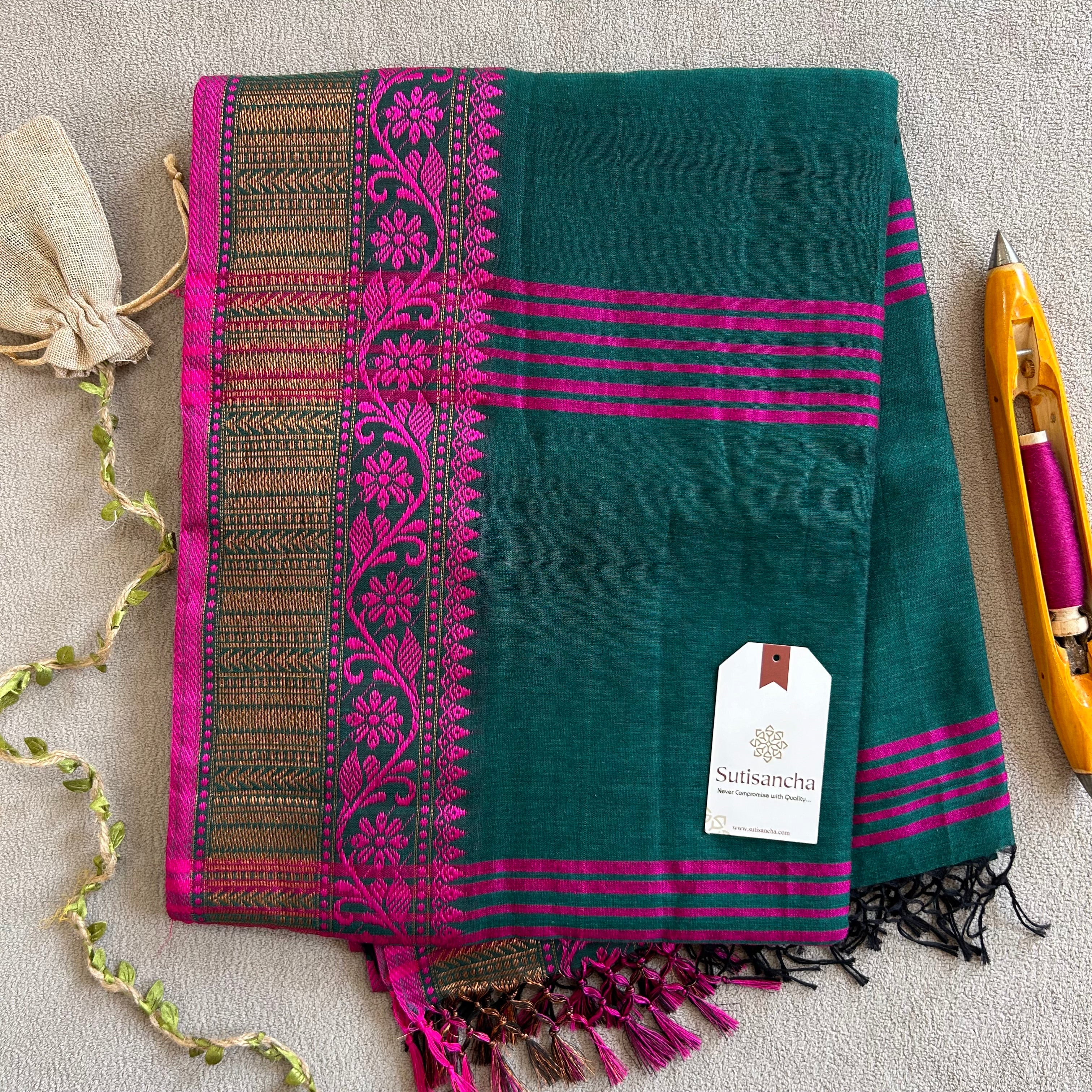 Sutisancha Heritage Bengal Cotton Saree with Timeless Weave