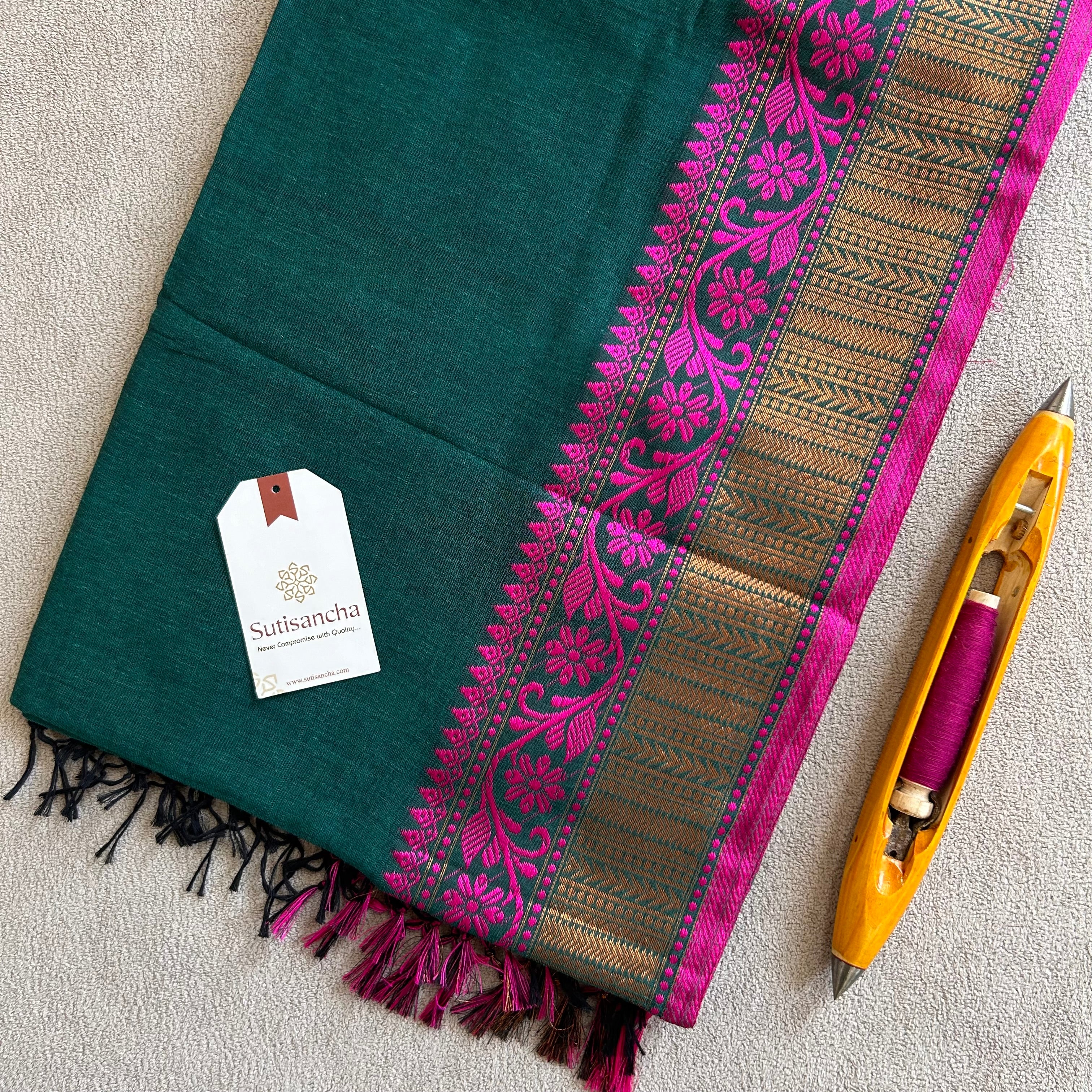 Sutisancha Heritage Bengal Cotton Saree with Timeless Weave