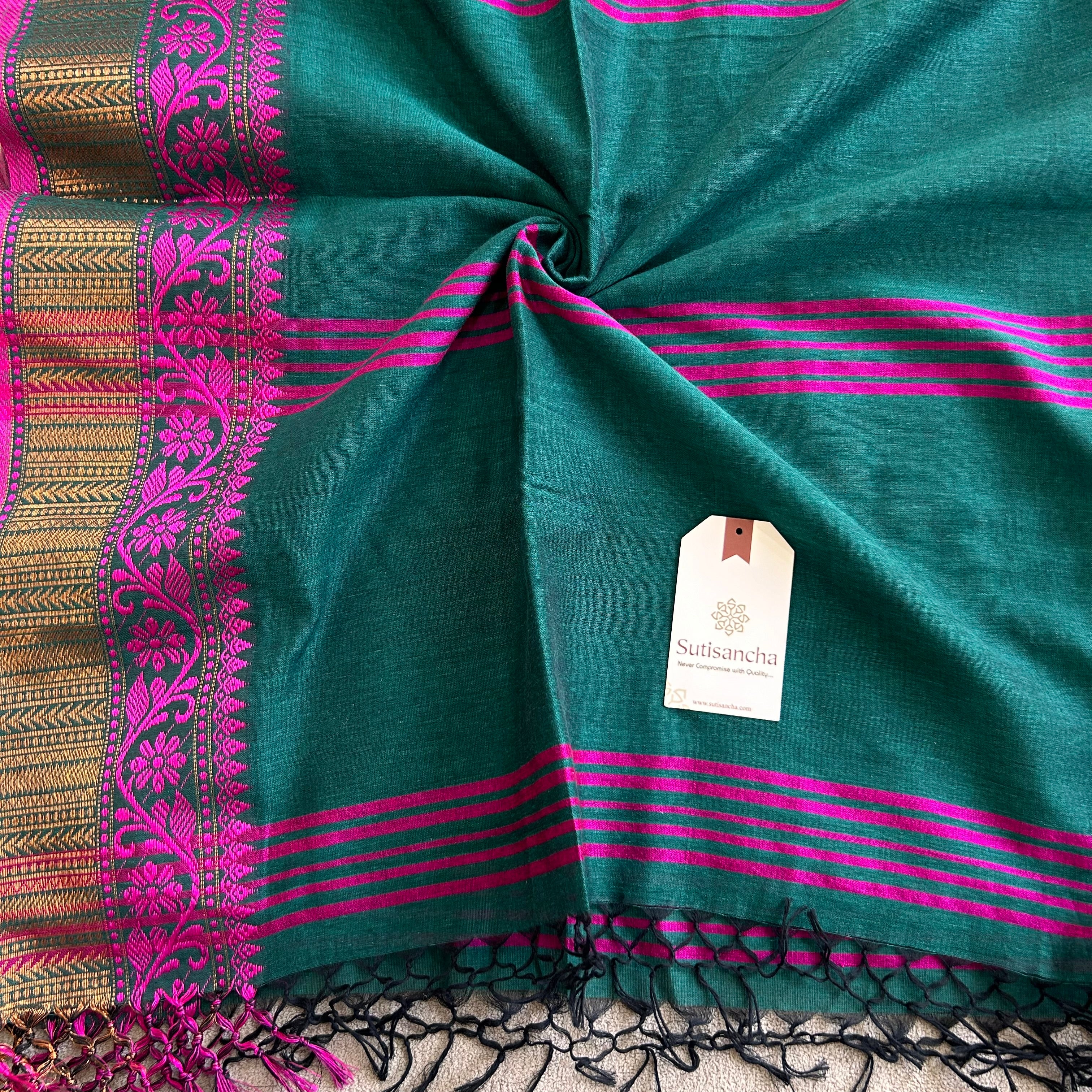 Sutisancha Heritage Bengal Cotton Saree with Timeless Weave