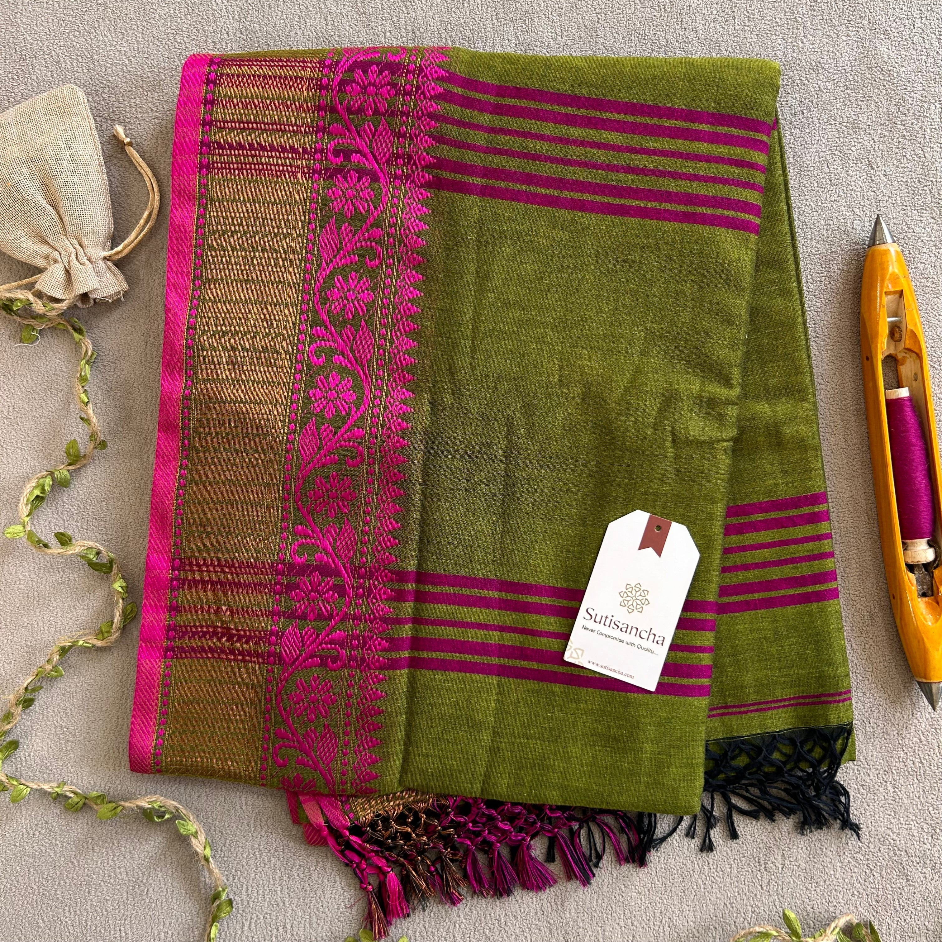 Sutisancha Heritage Bengal Cotton Saree with Timeless Weave