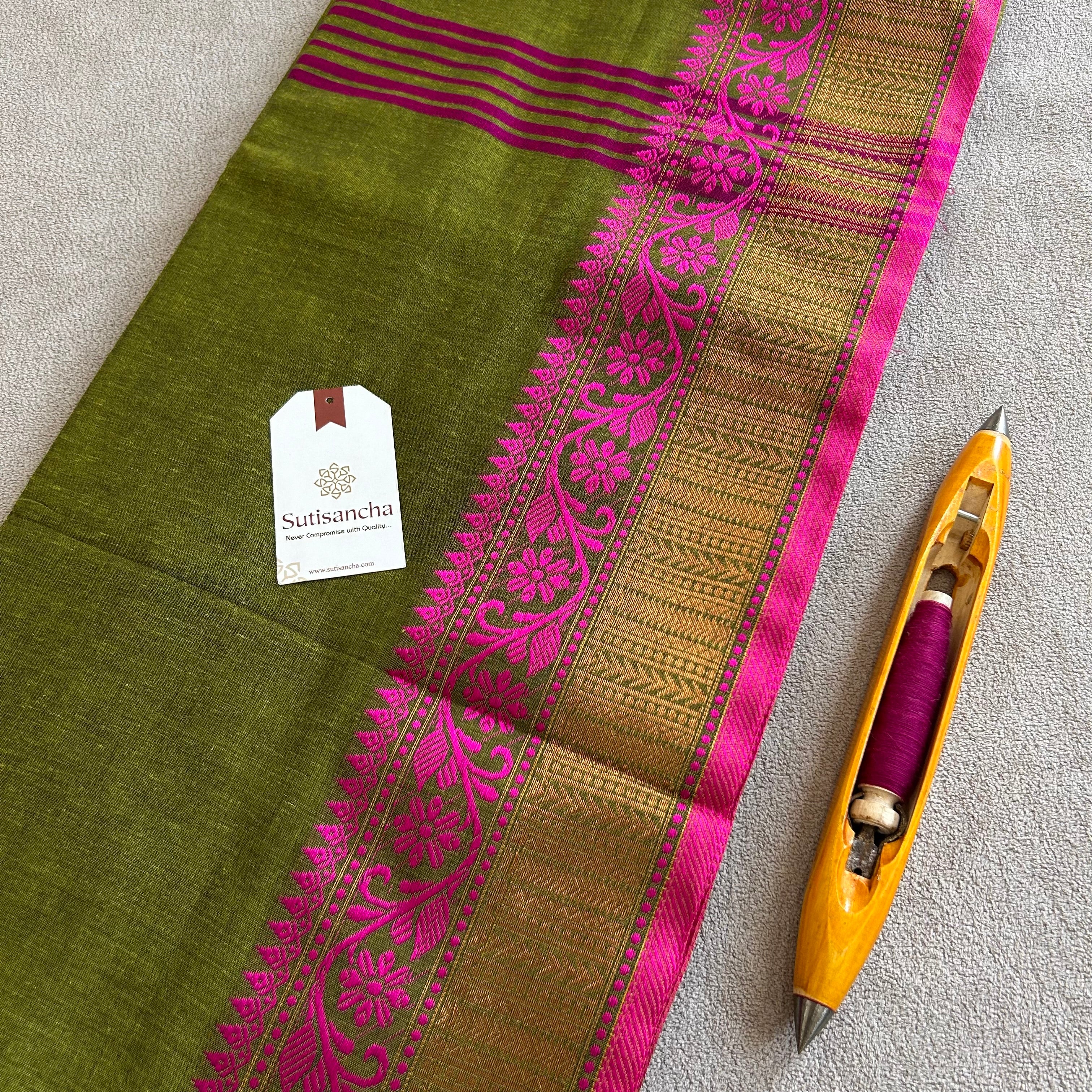 Sutisancha Heritage Bengal Cotton Saree with Timeless Weave