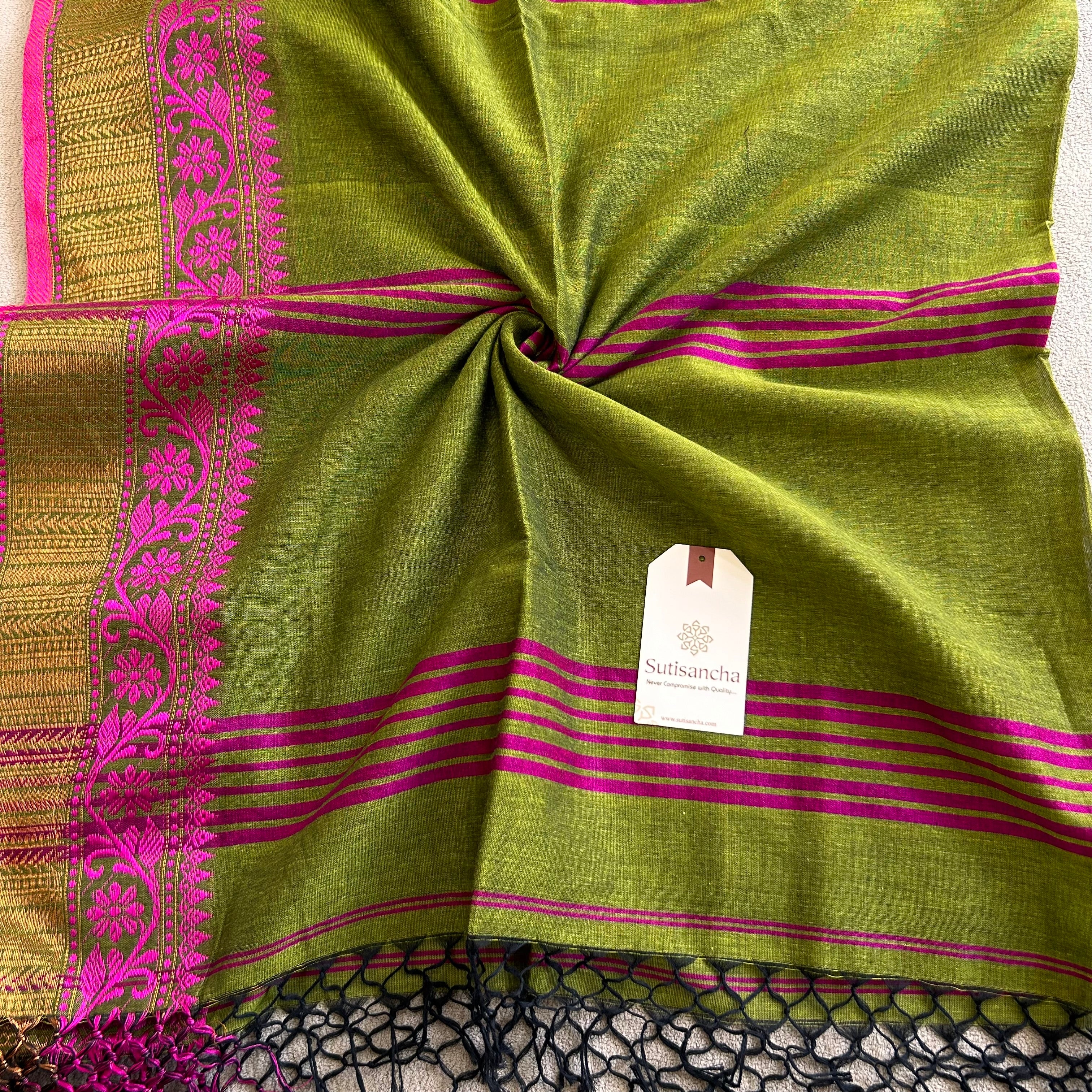 Sutisancha Heritage Bengal Cotton Saree with Timeless Weave