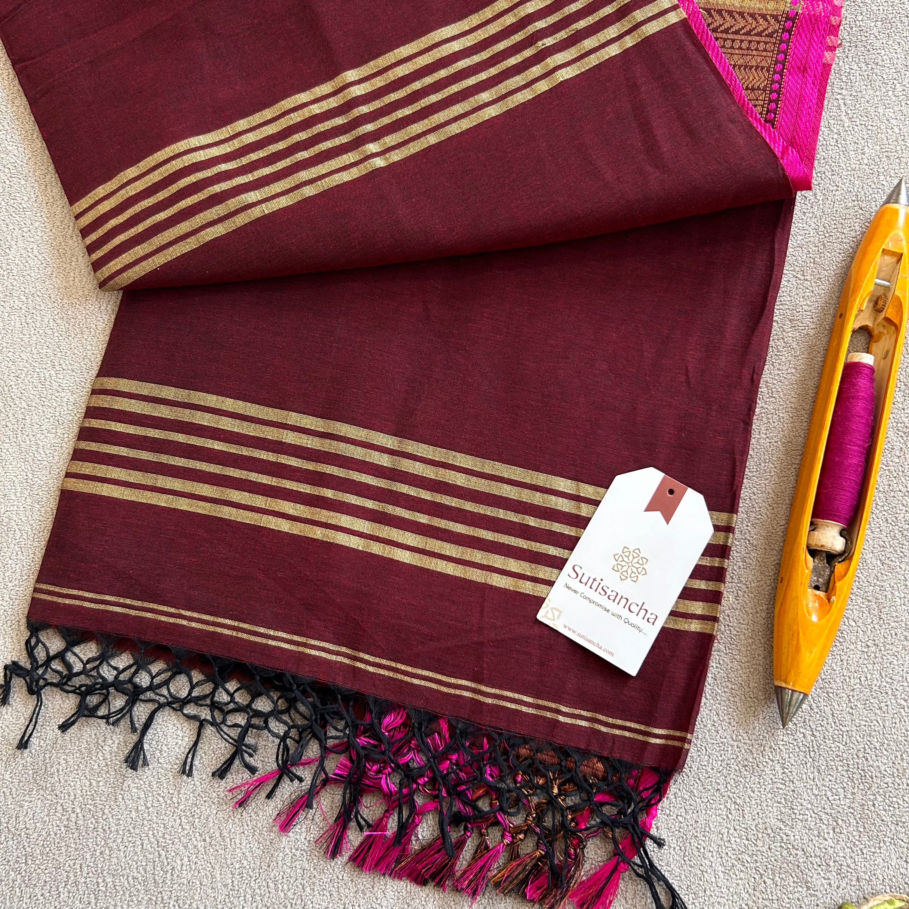 Sutisancha Heritage Bengal Cotton Saree with Timeless Weave