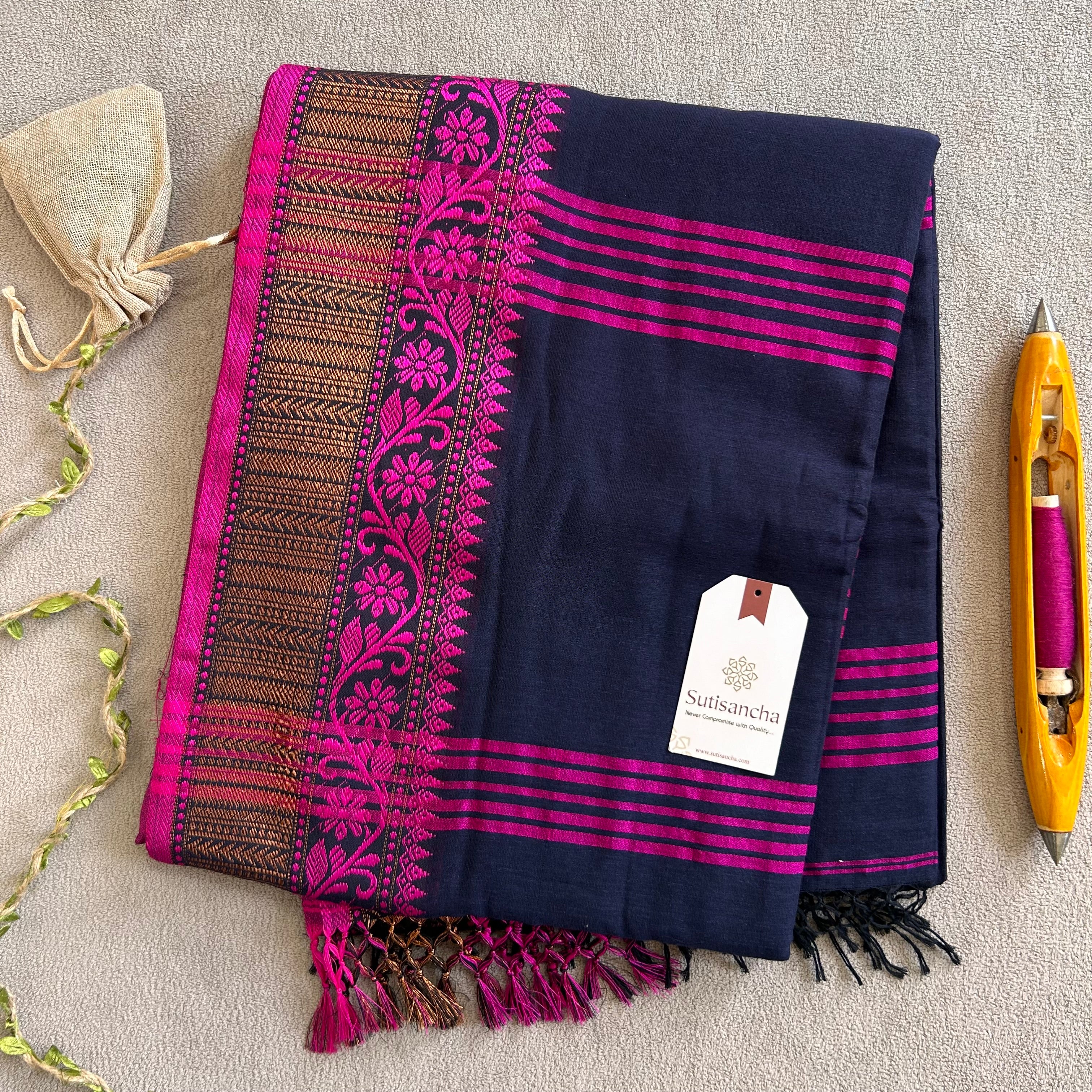 Sutisancha Heritage Bengal Cotton Saree with Timeless Weave