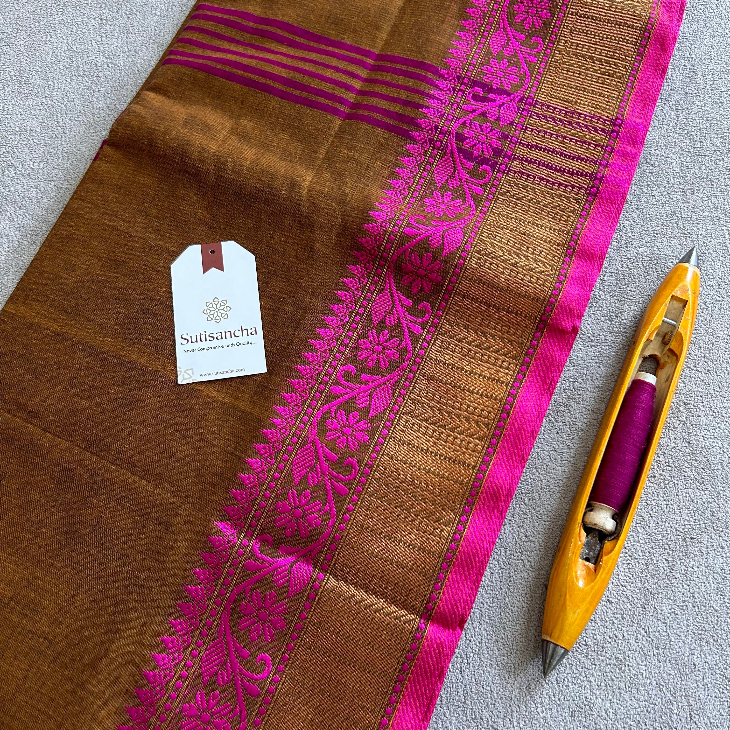 Sutisancha Heritage Bengal Cotton Saree with Timeless Weave