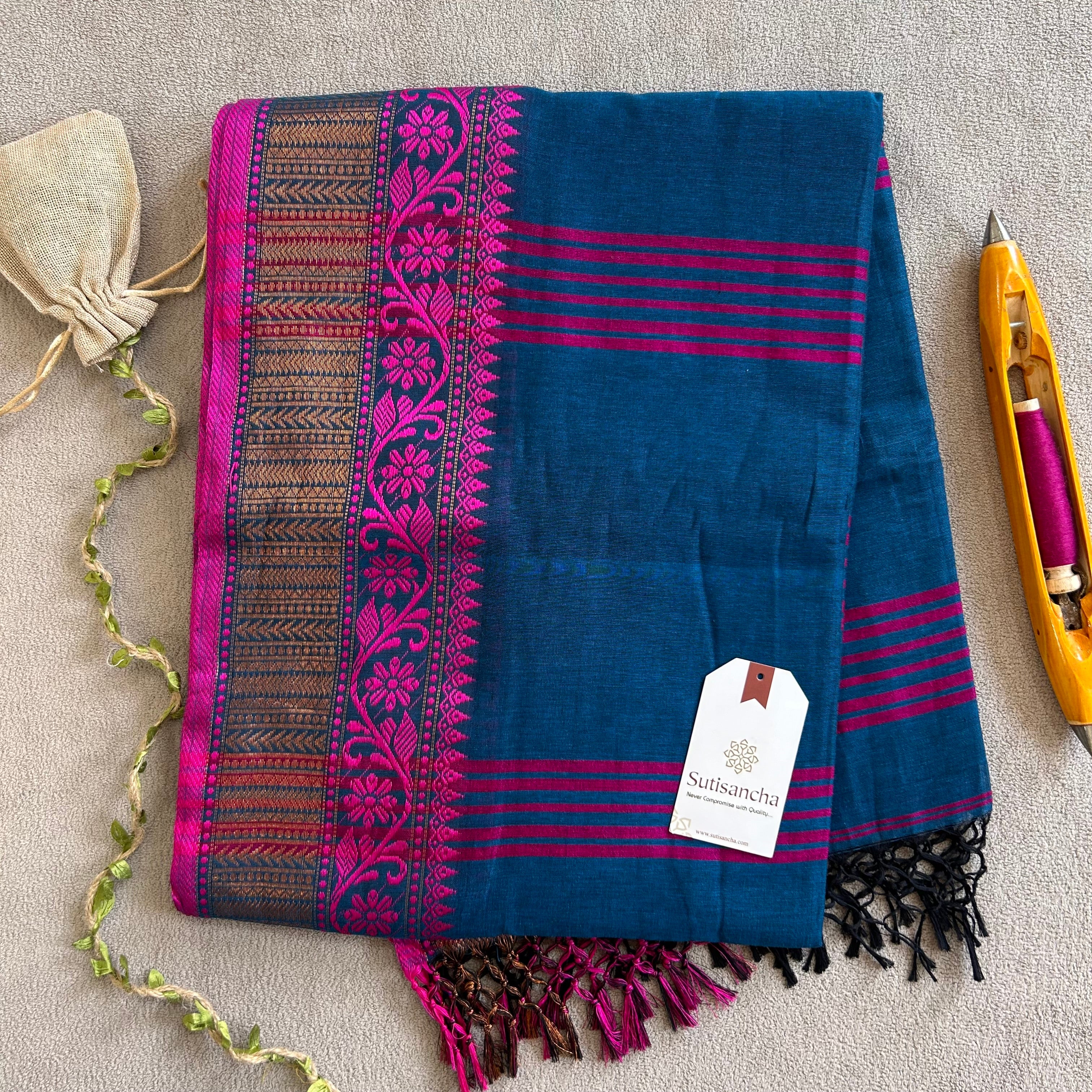 Sutisancha Heritage Bengal Cotton Saree with Timeless Weave