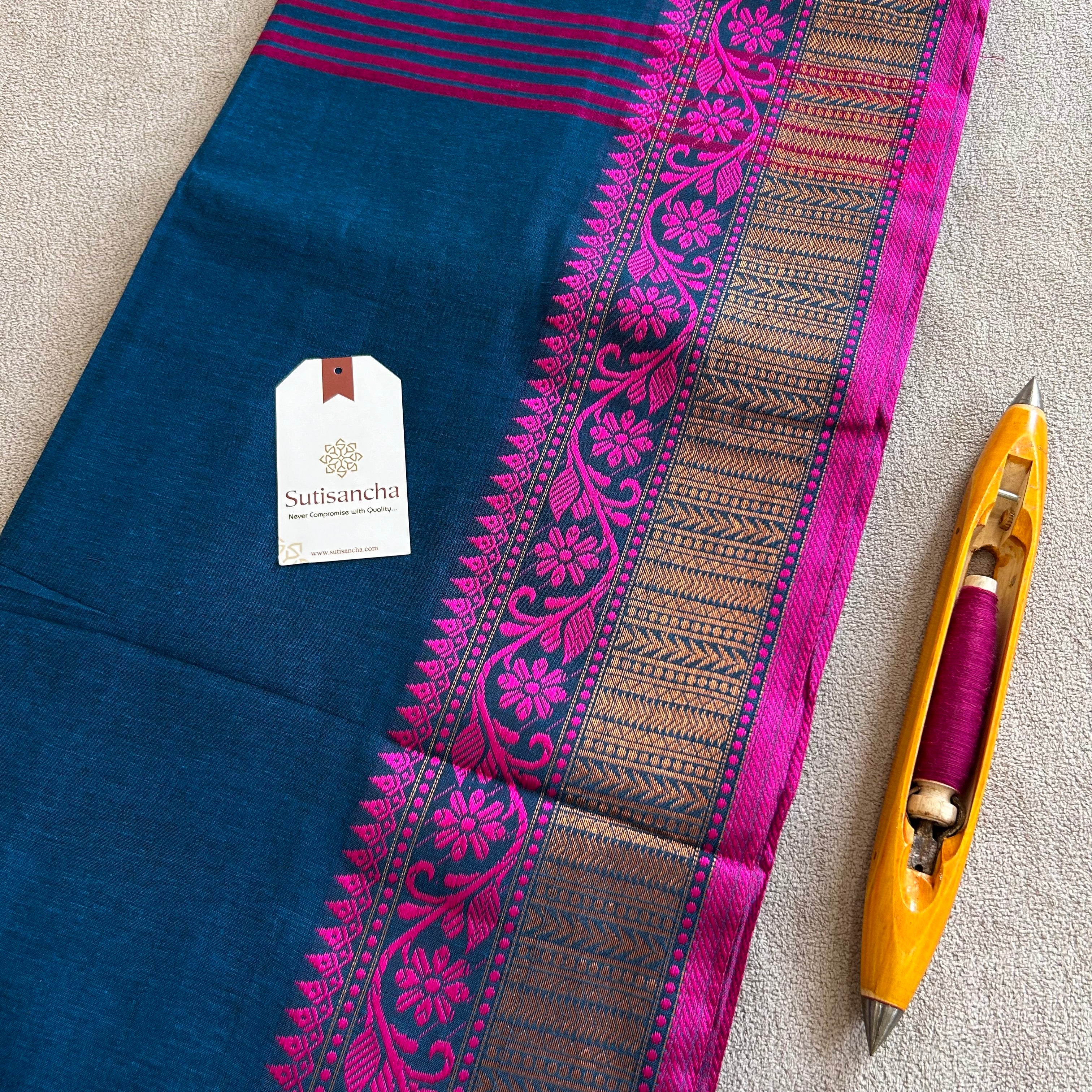 Sutisancha Heritage Bengal Cotton Saree with Timeless Weave