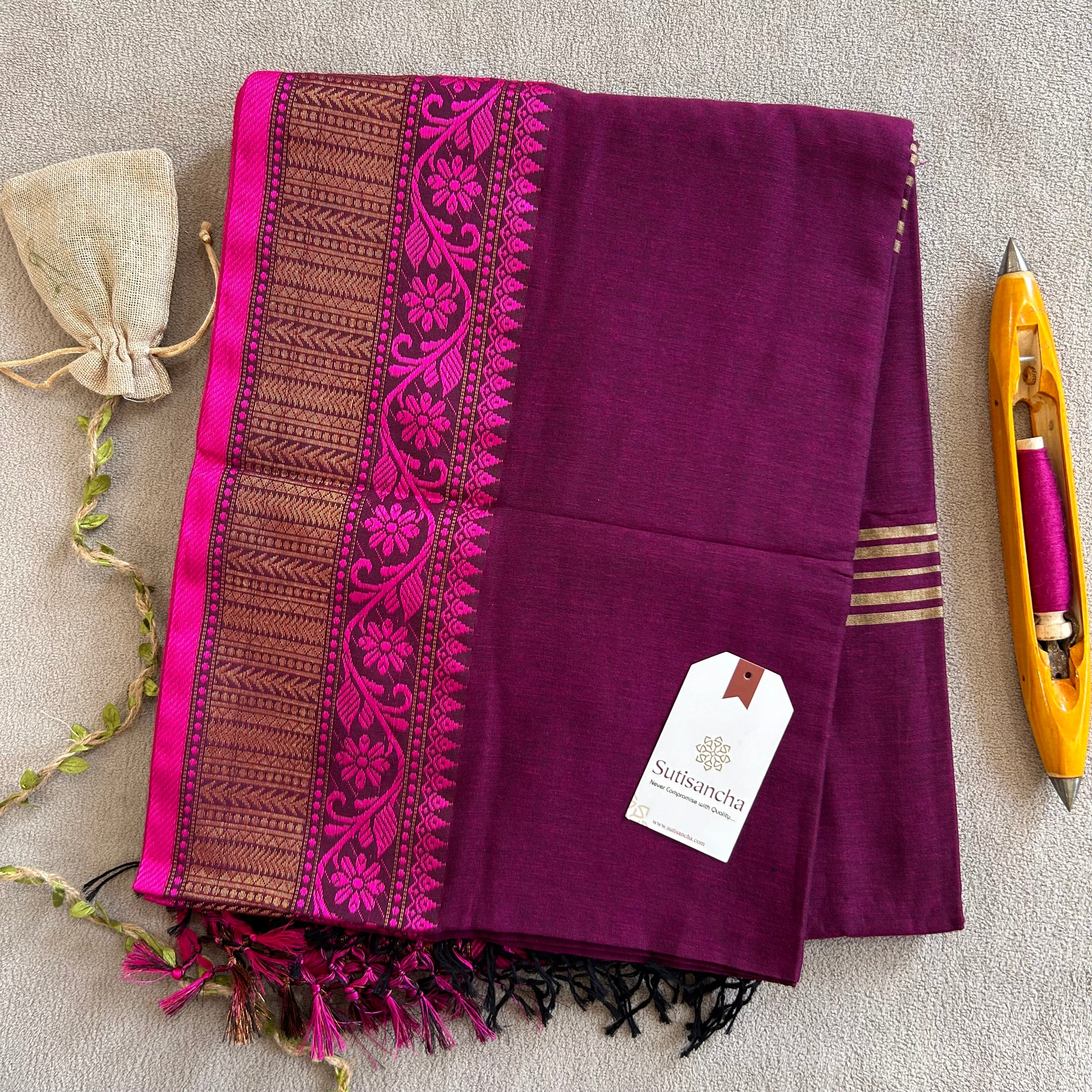 Sutisancha Heritage Bengal Cotton Saree with Timeless Weave