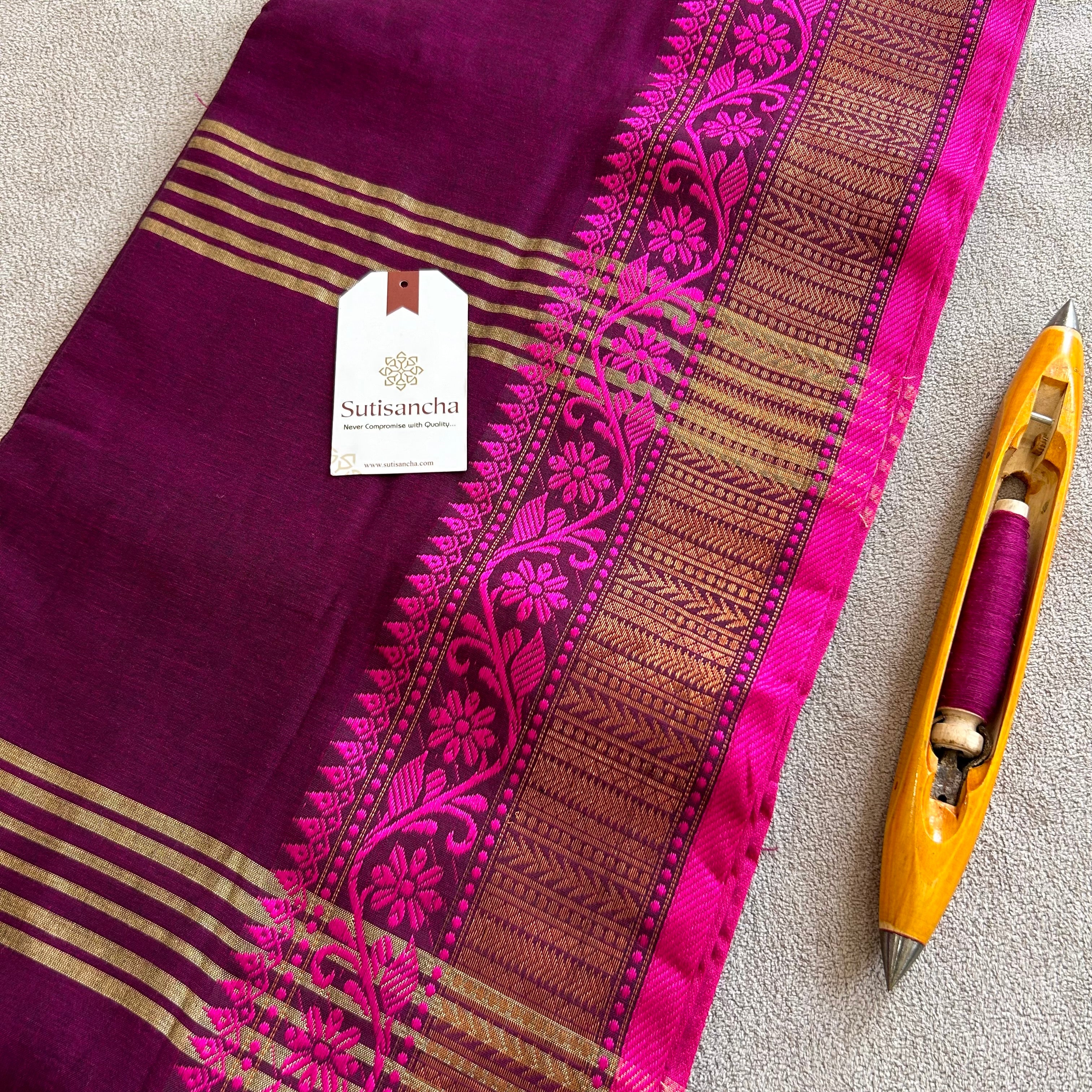 Sutisancha Heritage Bengal Cotton Saree with Timeless Weave