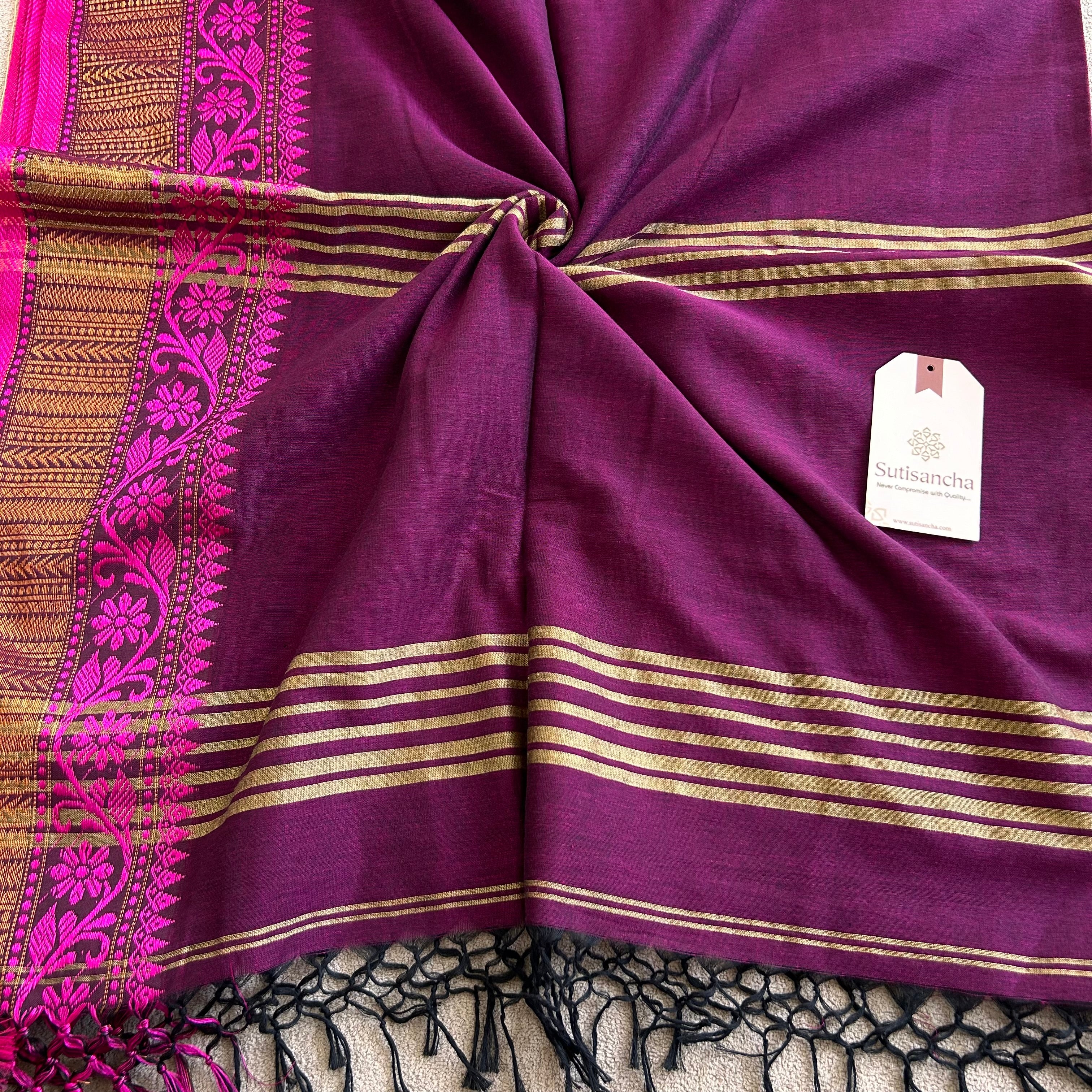 Sutisancha Heritage Bengal Cotton Saree with Timeless Weave