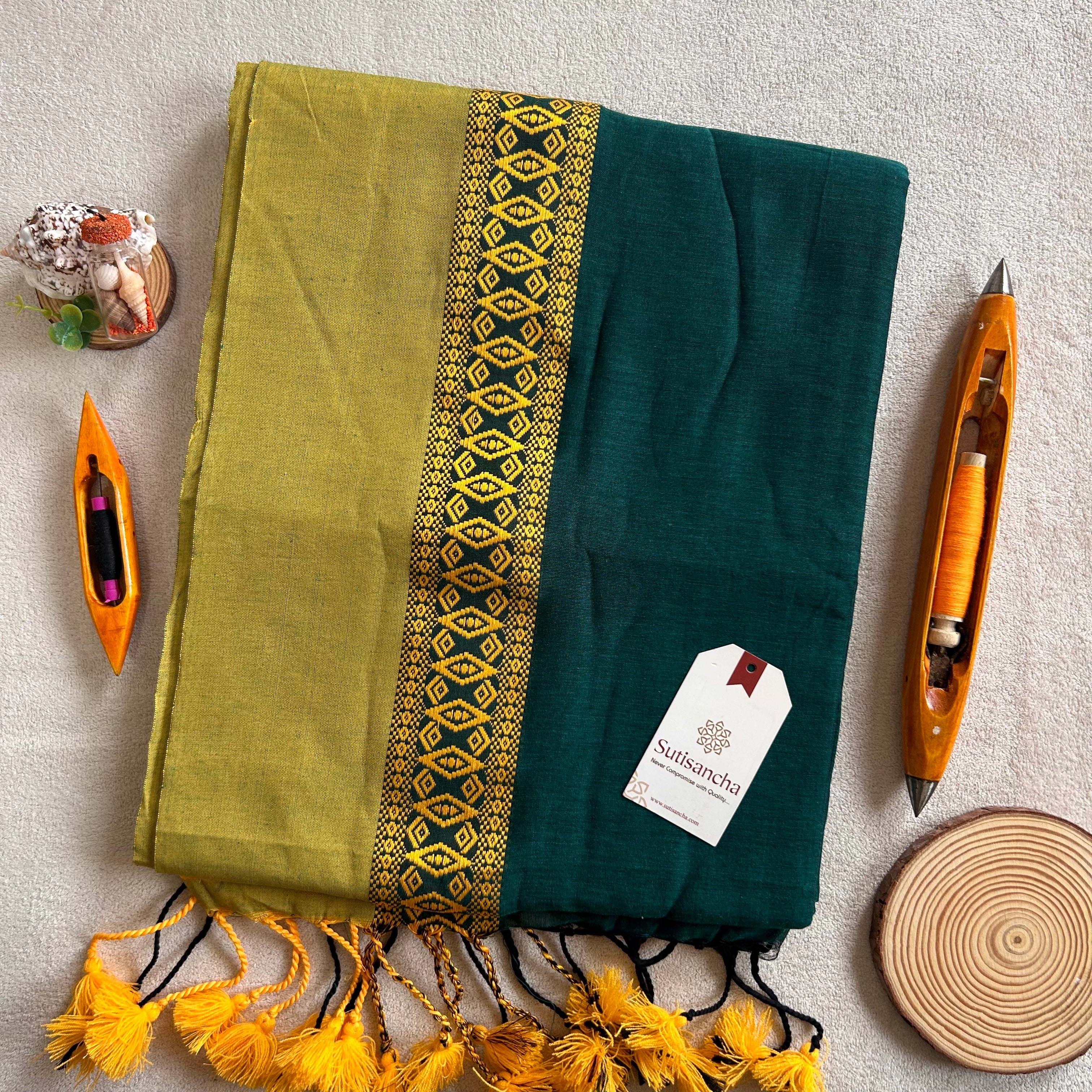 Timeless Weave Bengal Cotton Saree by Sutisancha