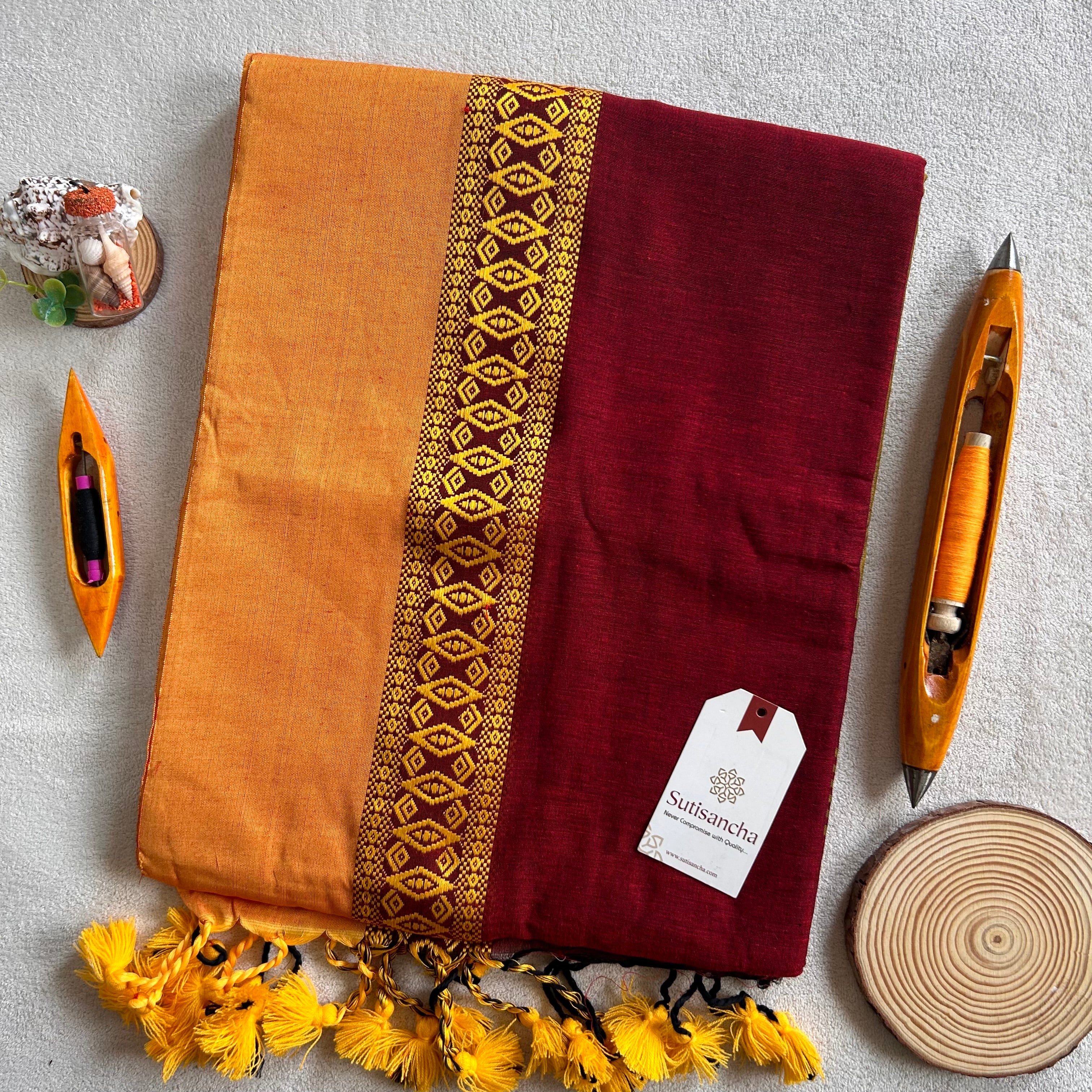 Timeless Weave Bengal Cotton Saree by Sutisancha