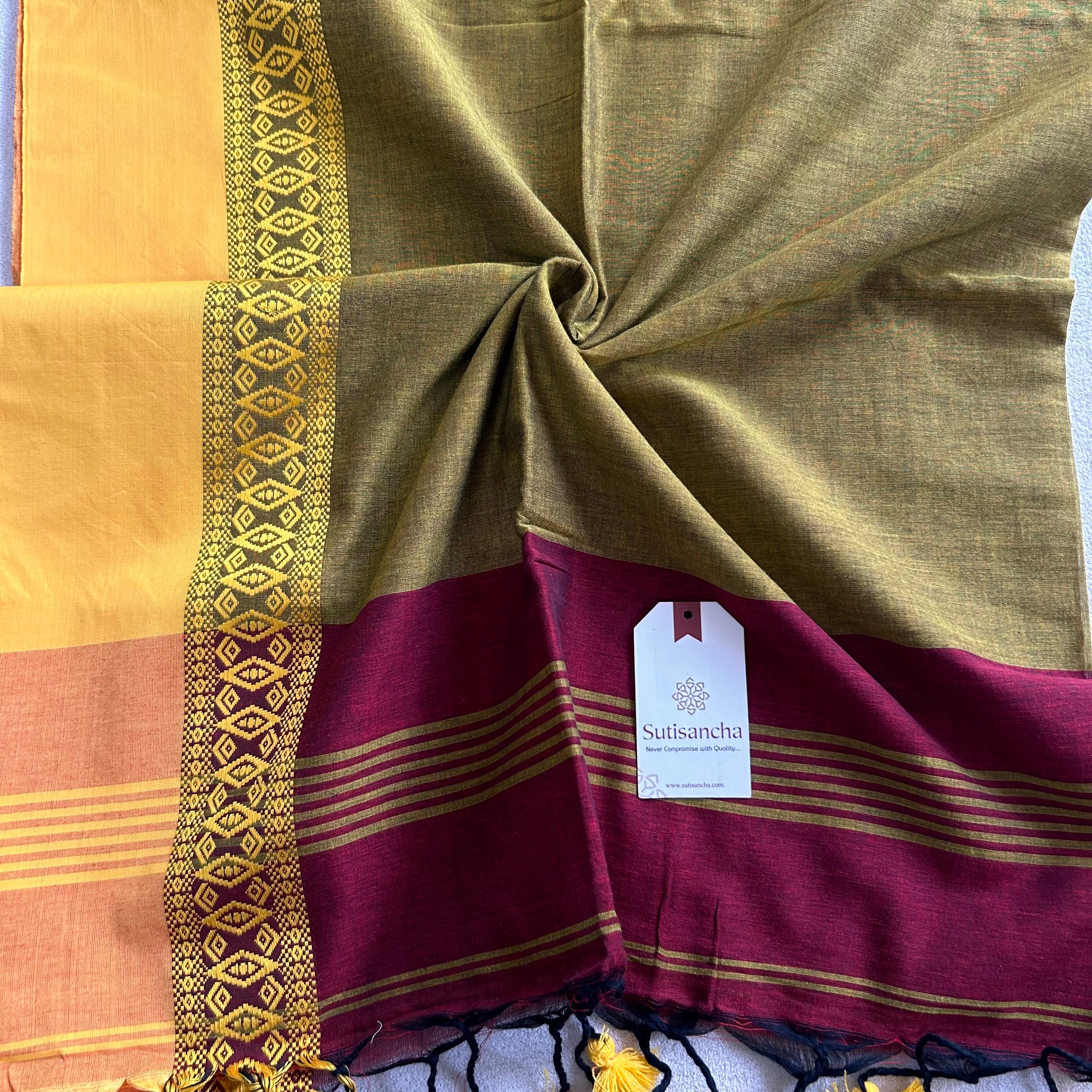 Timeless Weave Bengal Cotton Saree by Sutisancha