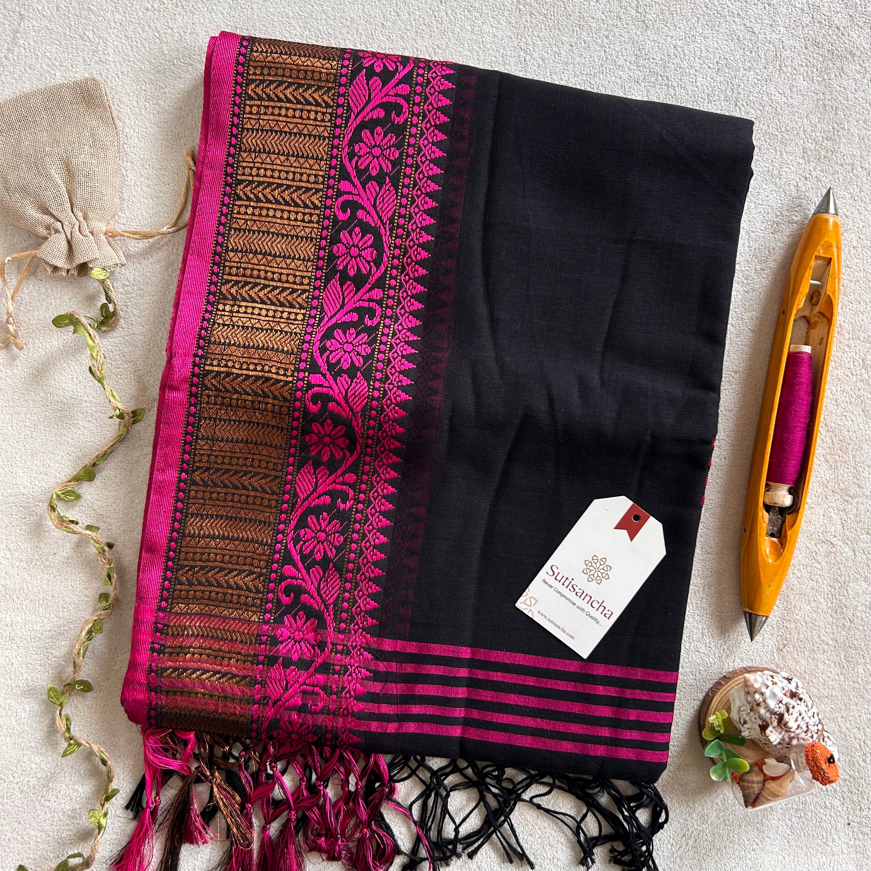 Sutisancha Heritage Bengal Cotton Saree with Timeless Weave