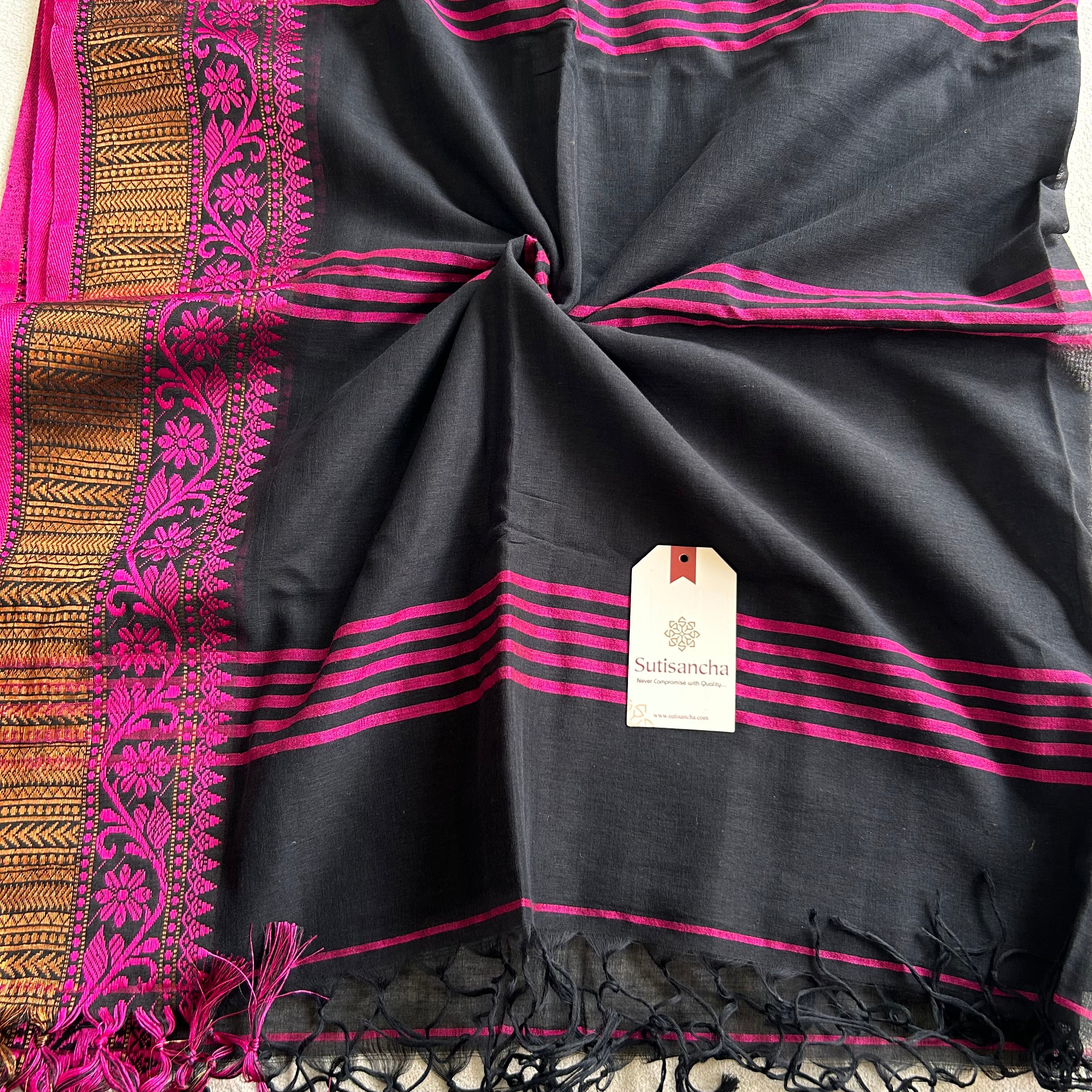 Sutisancha Heritage Bengal Cotton Saree with Timeless Weave