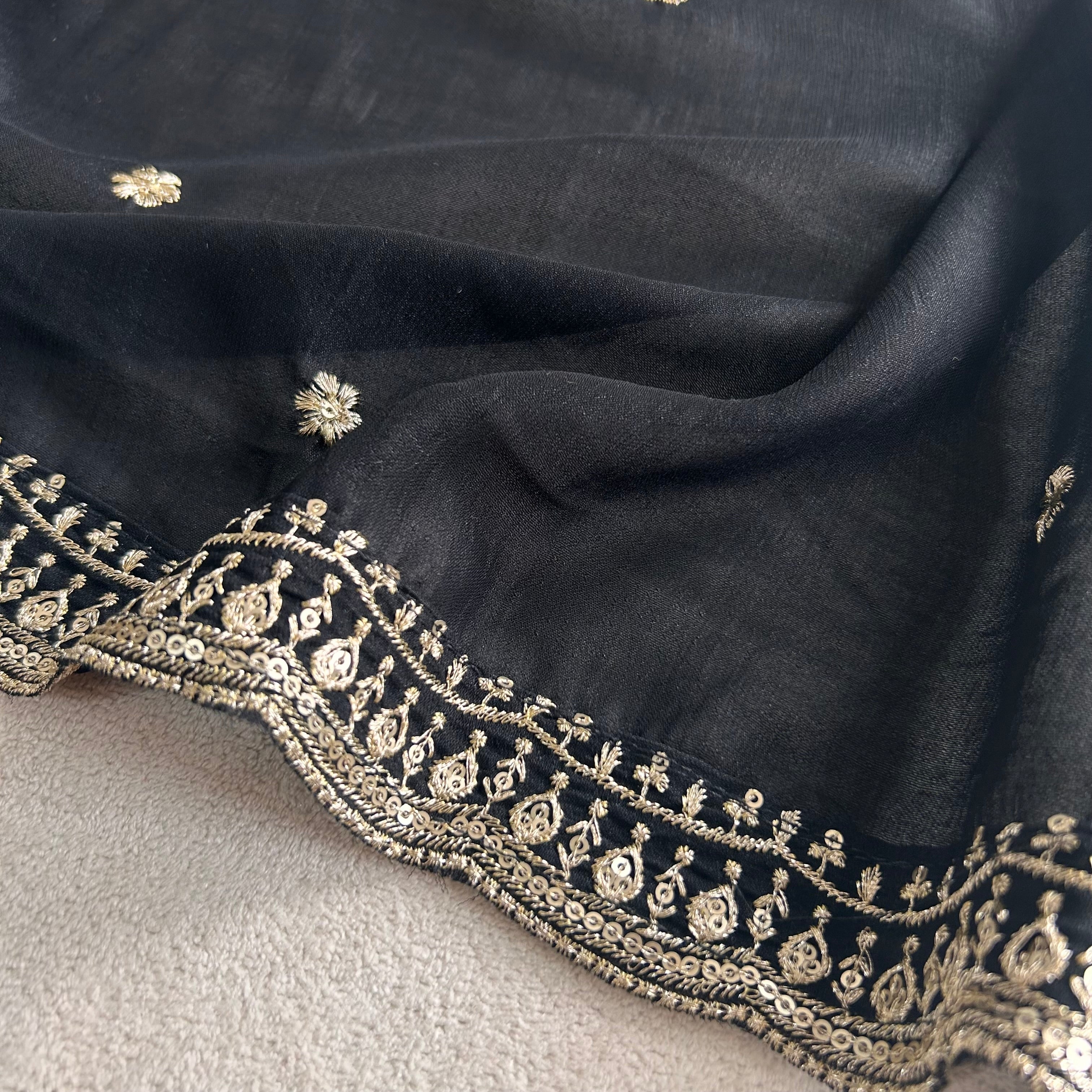 Elegant Vichitra Silk Dupatta with Intricate Thread Work Border by Sutisancha