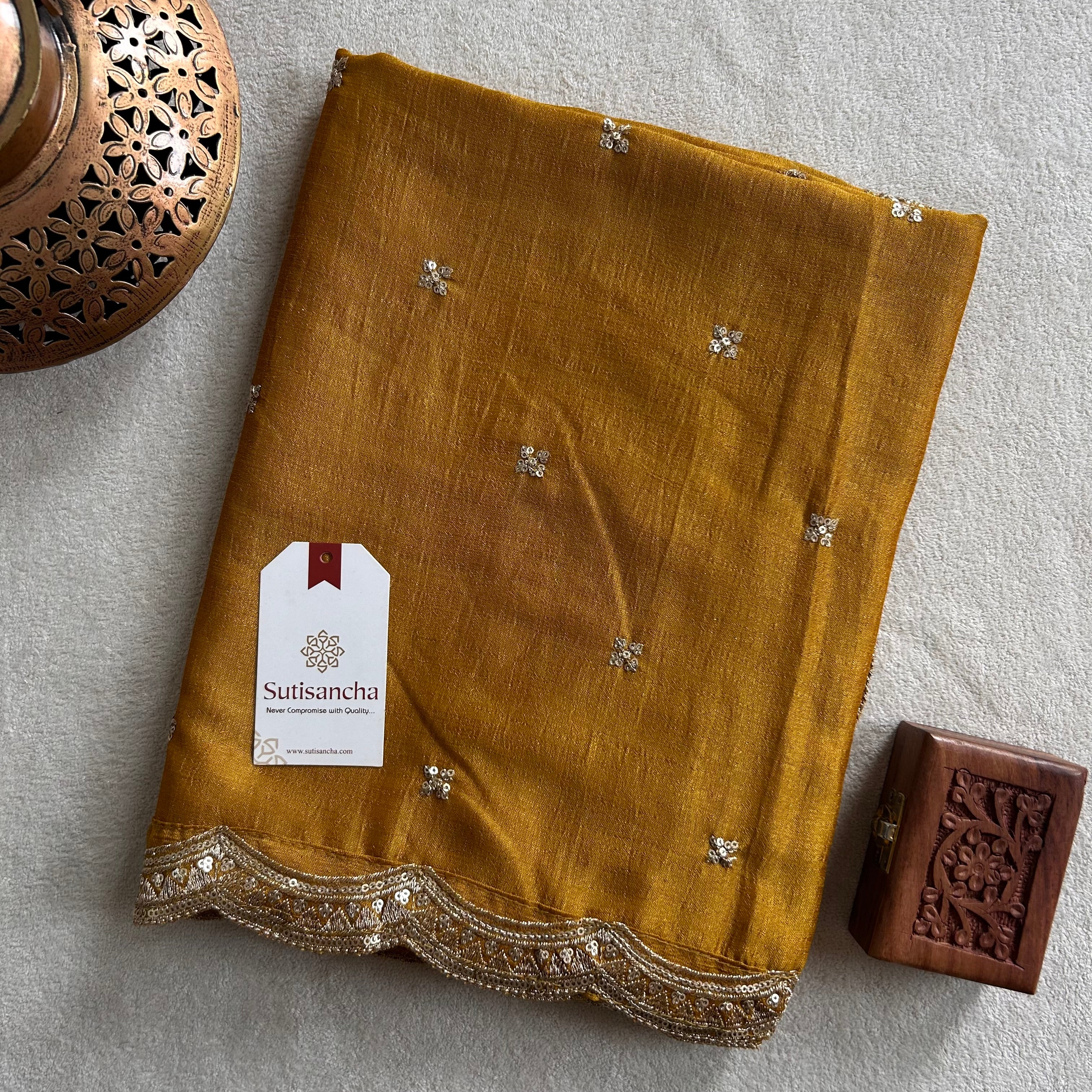 Elegant Vichitra Silk Dupatta with Intricate Thread Work Border by Sutisancha