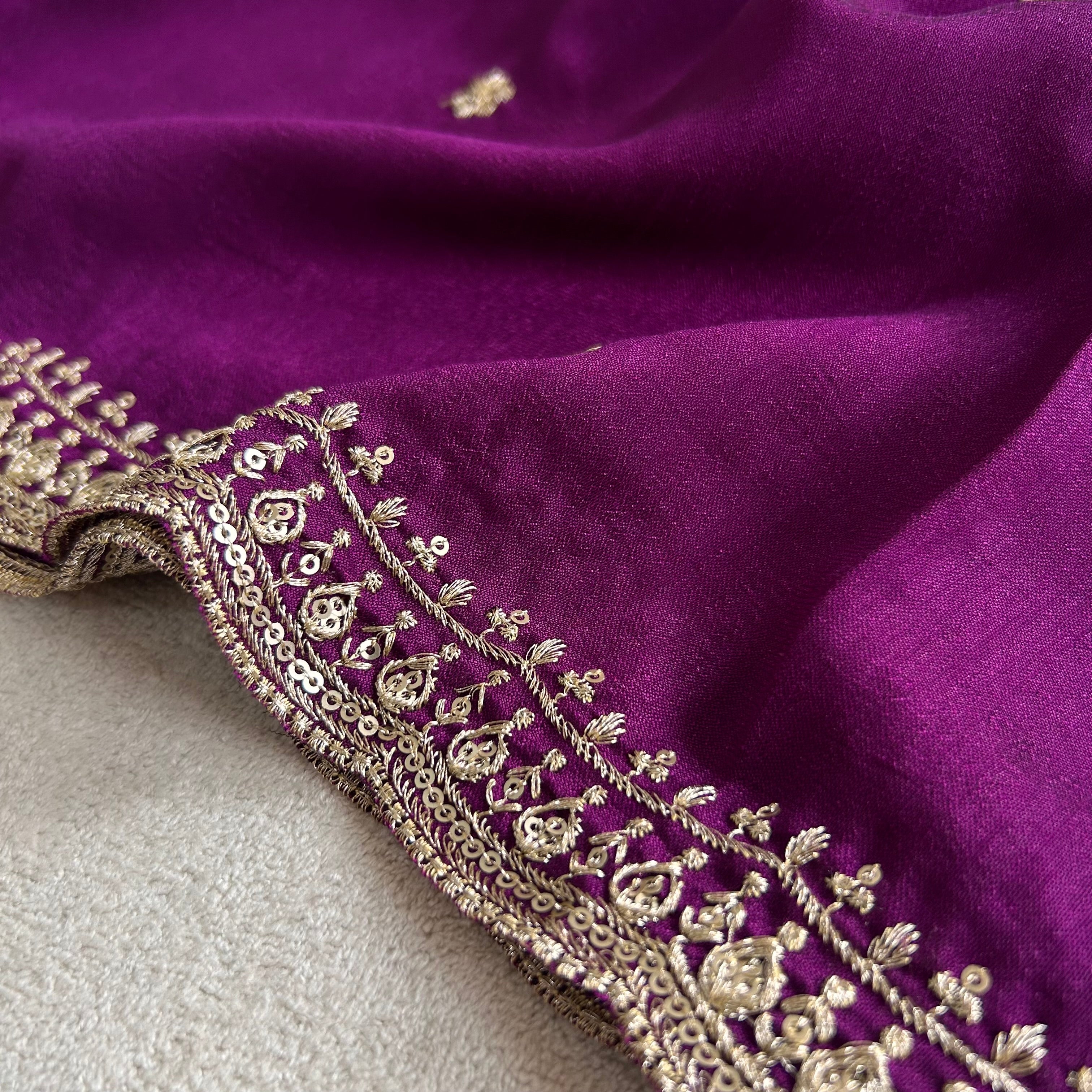 Elegant Vichitra Silk Dupatta with Intricate Thread Work Border by Sutisancha