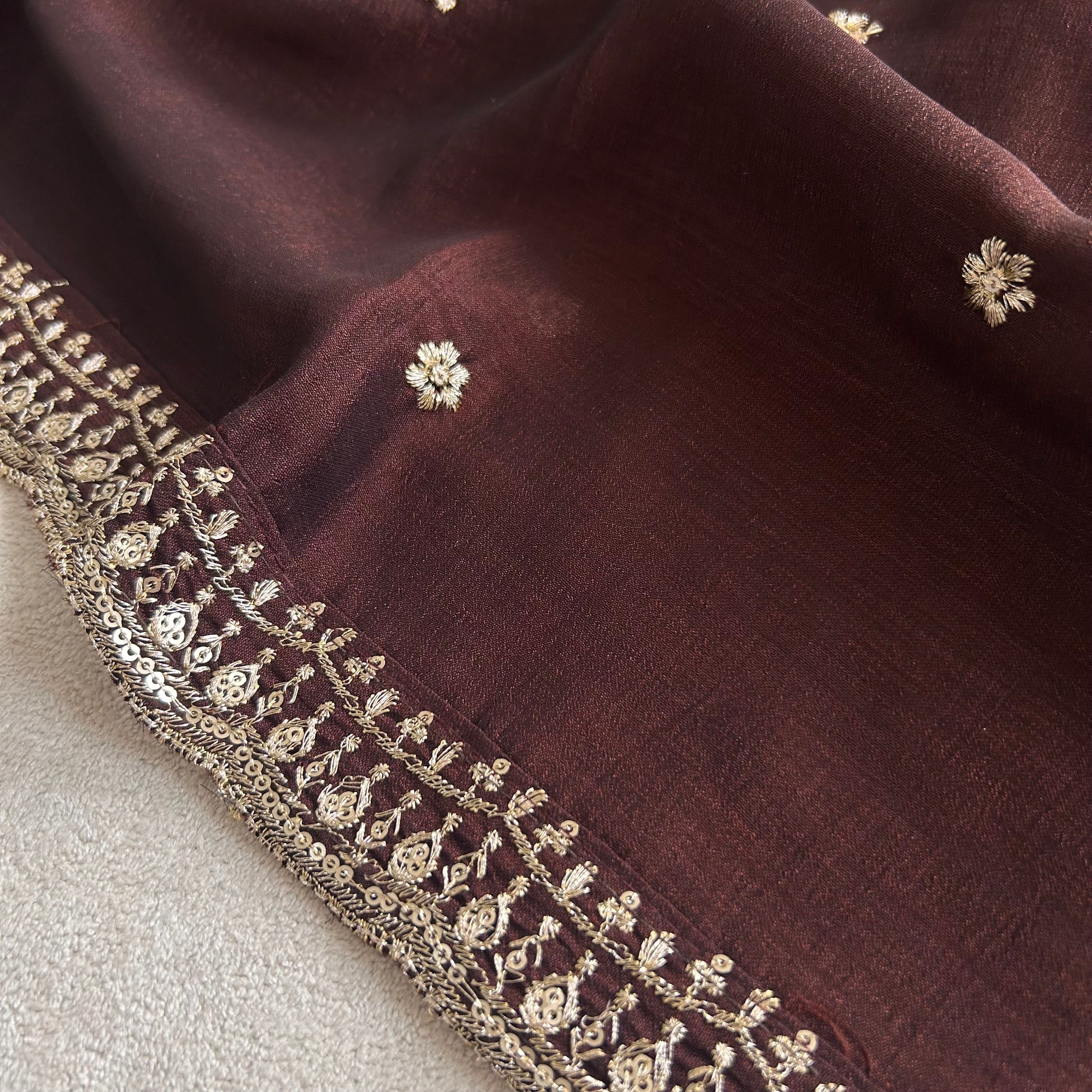 Elegant Vichitra Silk Dupatta with Intricate Thread Work Border by Sutisancha