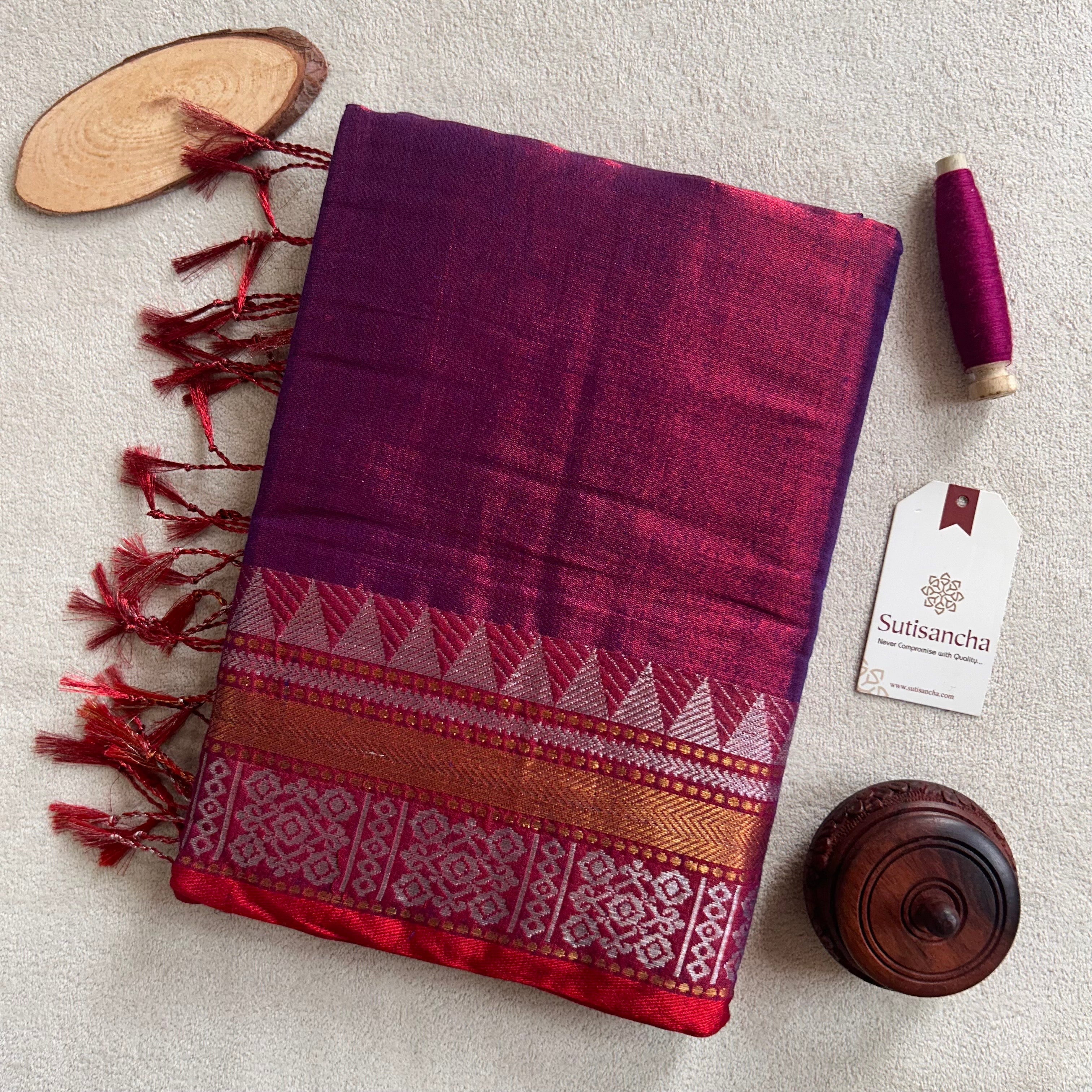 Artisan’s Touch: Magenta Handloom Tissue Cotton Saree