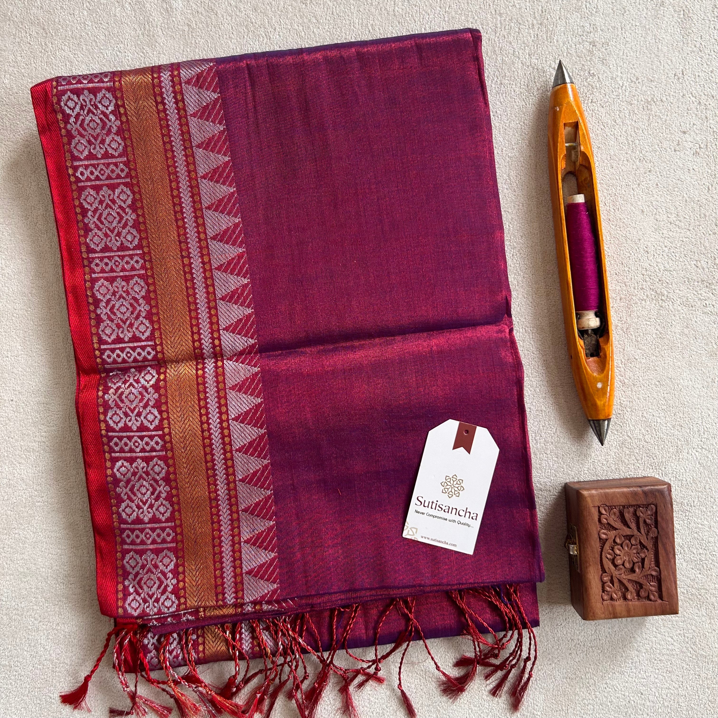 Artisan’s Touch: Magenta Handloom Tissue Cotton Saree