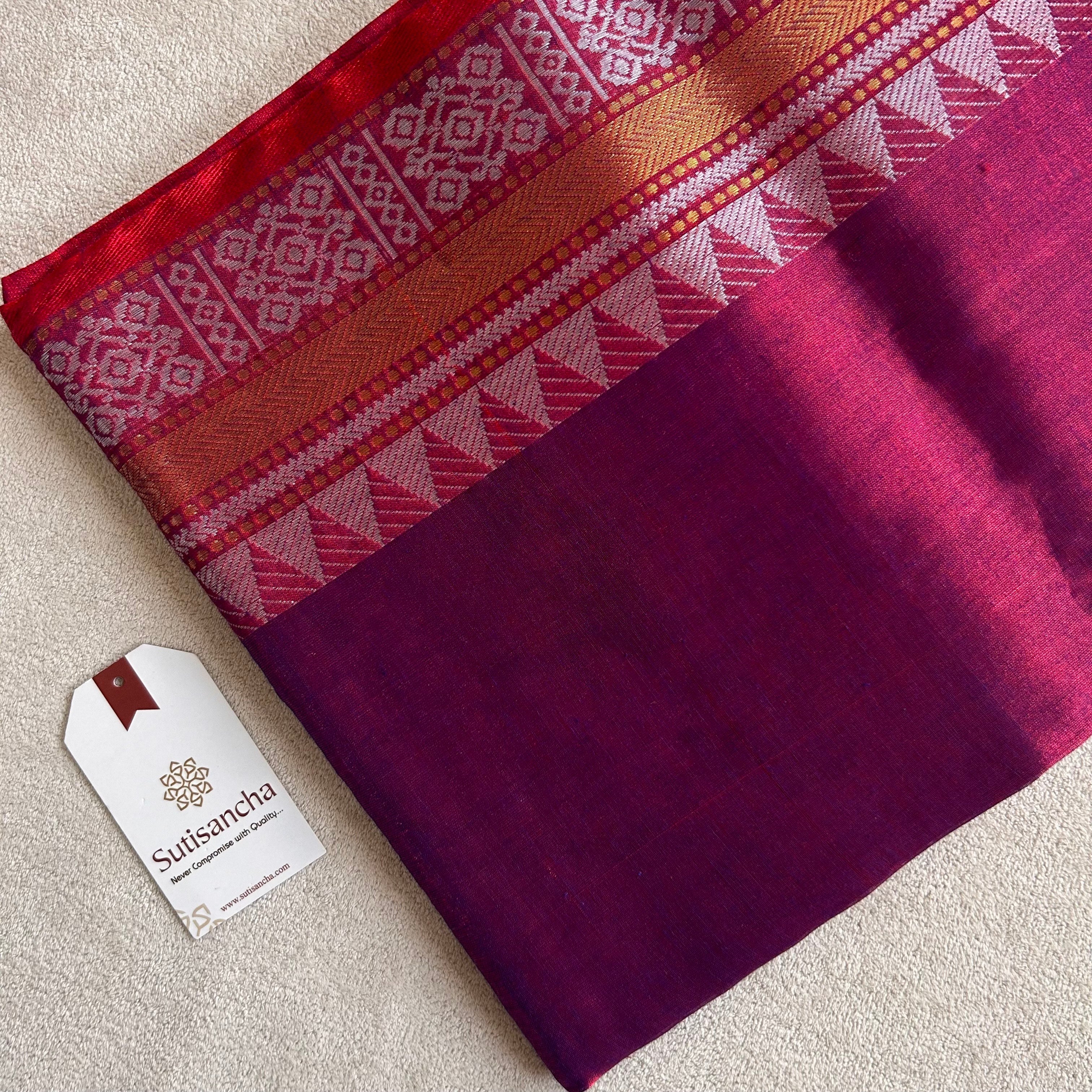 Artisan’s Touch: Magenta Handloom Tissue Cotton Saree