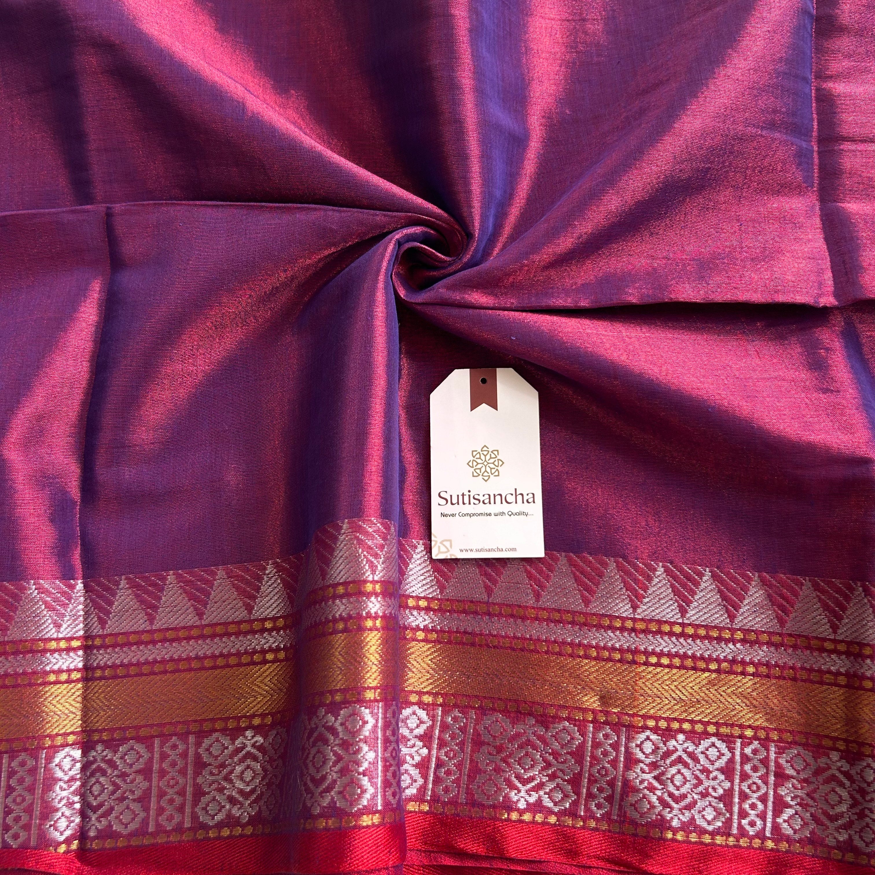 Artisan’s Touch: Magenta Handloom Tissue Cotton Saree