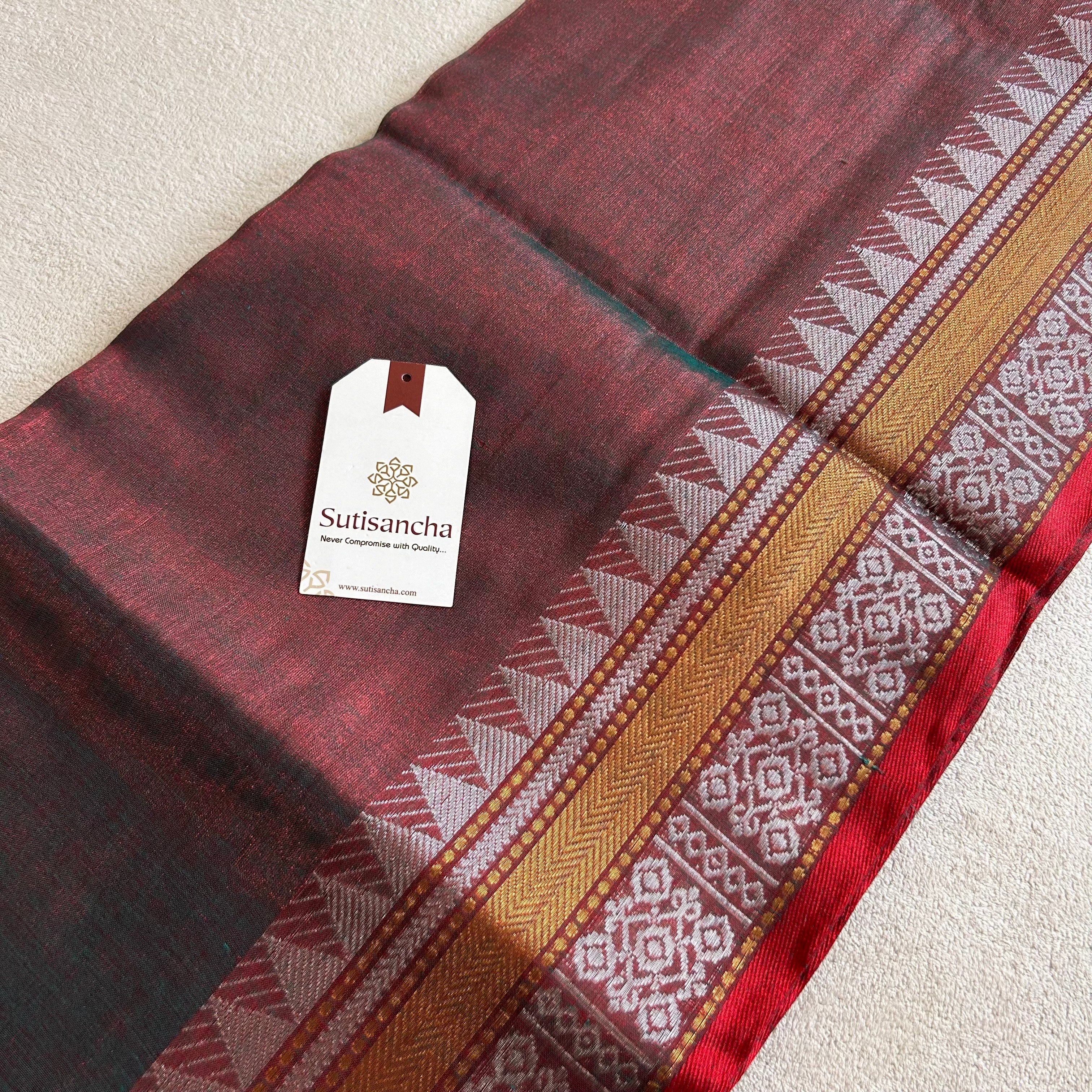 Artisan’s Touch: Dualtone Rama Handloom Tissue Cotton Saree