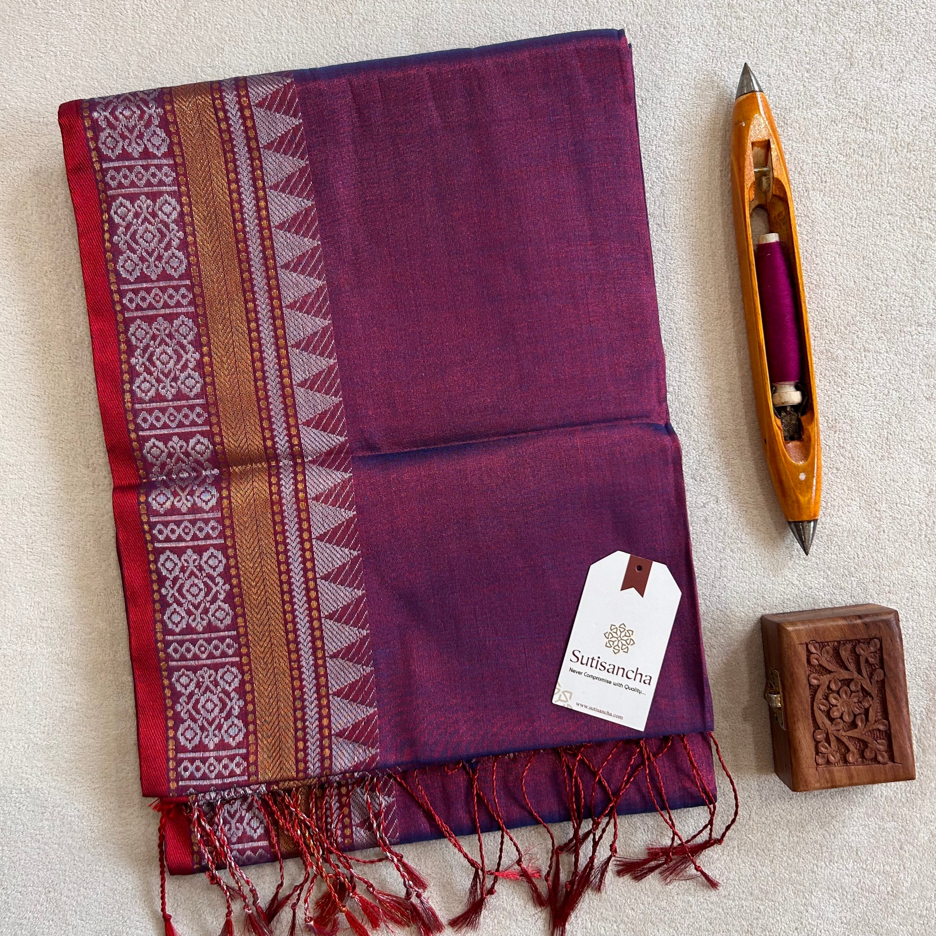 Artisan’s Touch: Purple Handloom Tissue Cotton Saree