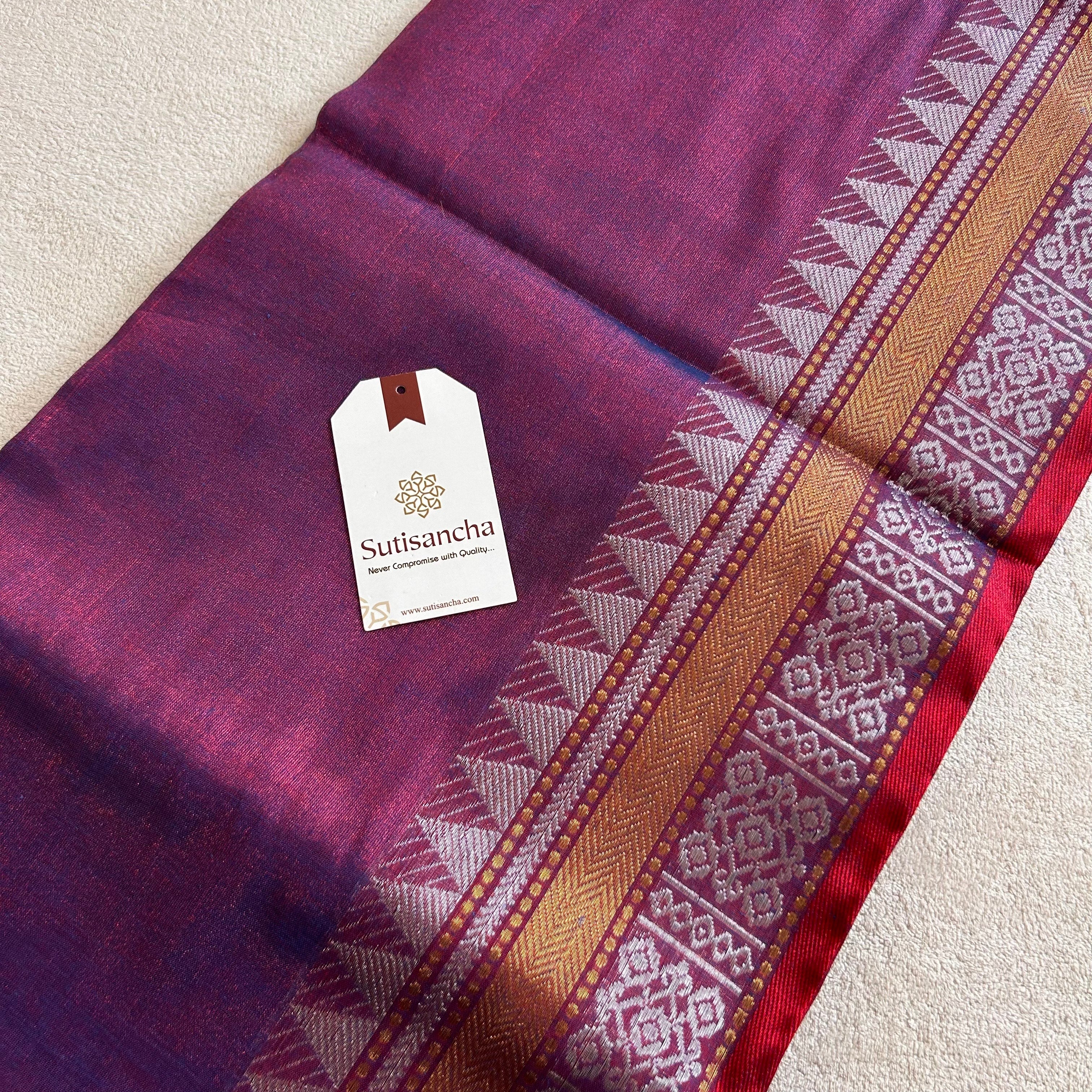 Artisan’s Touch: Purple Handloom Tissue Cotton Saree