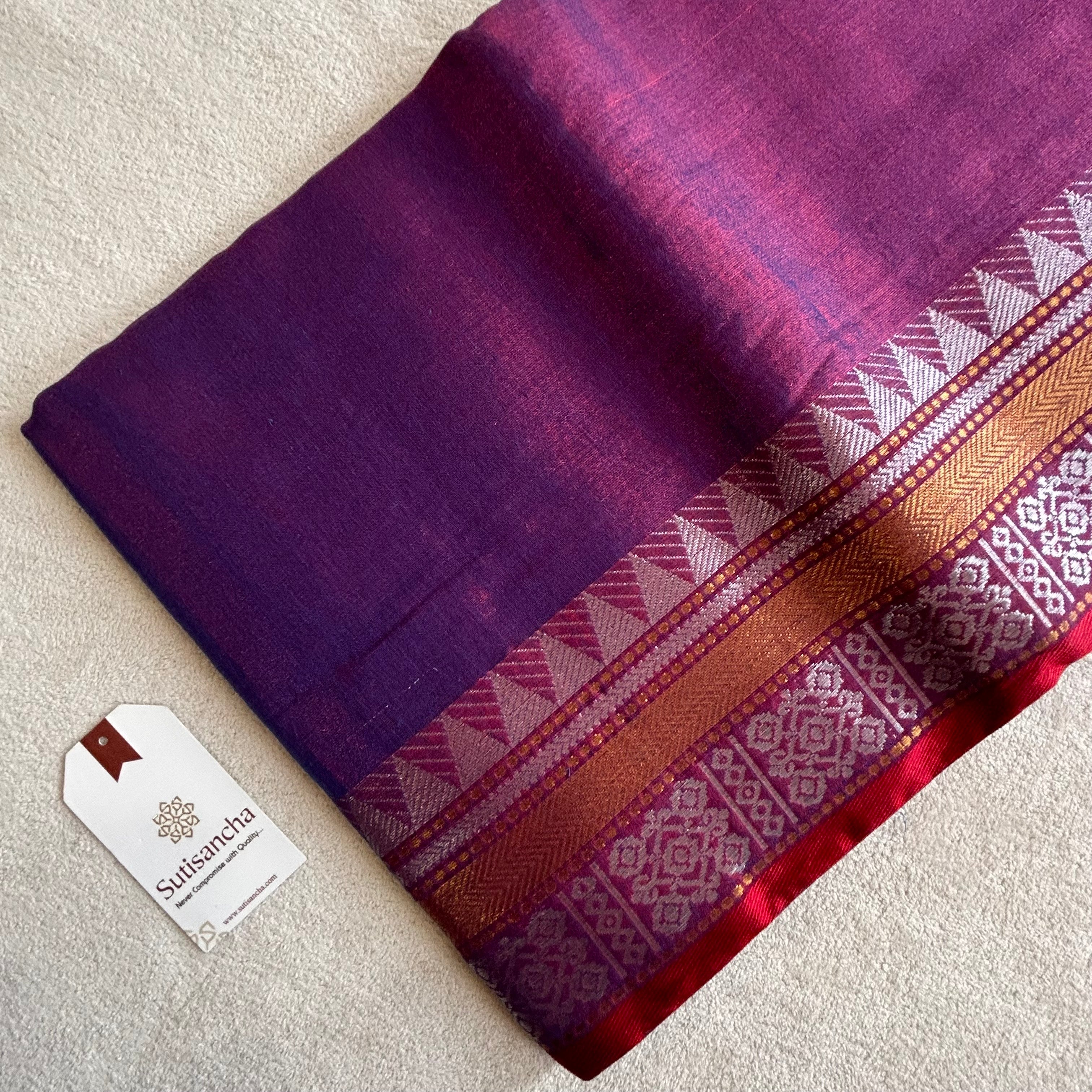 Artisan’s Touch: Purple Handloom Tissue Cotton Saree