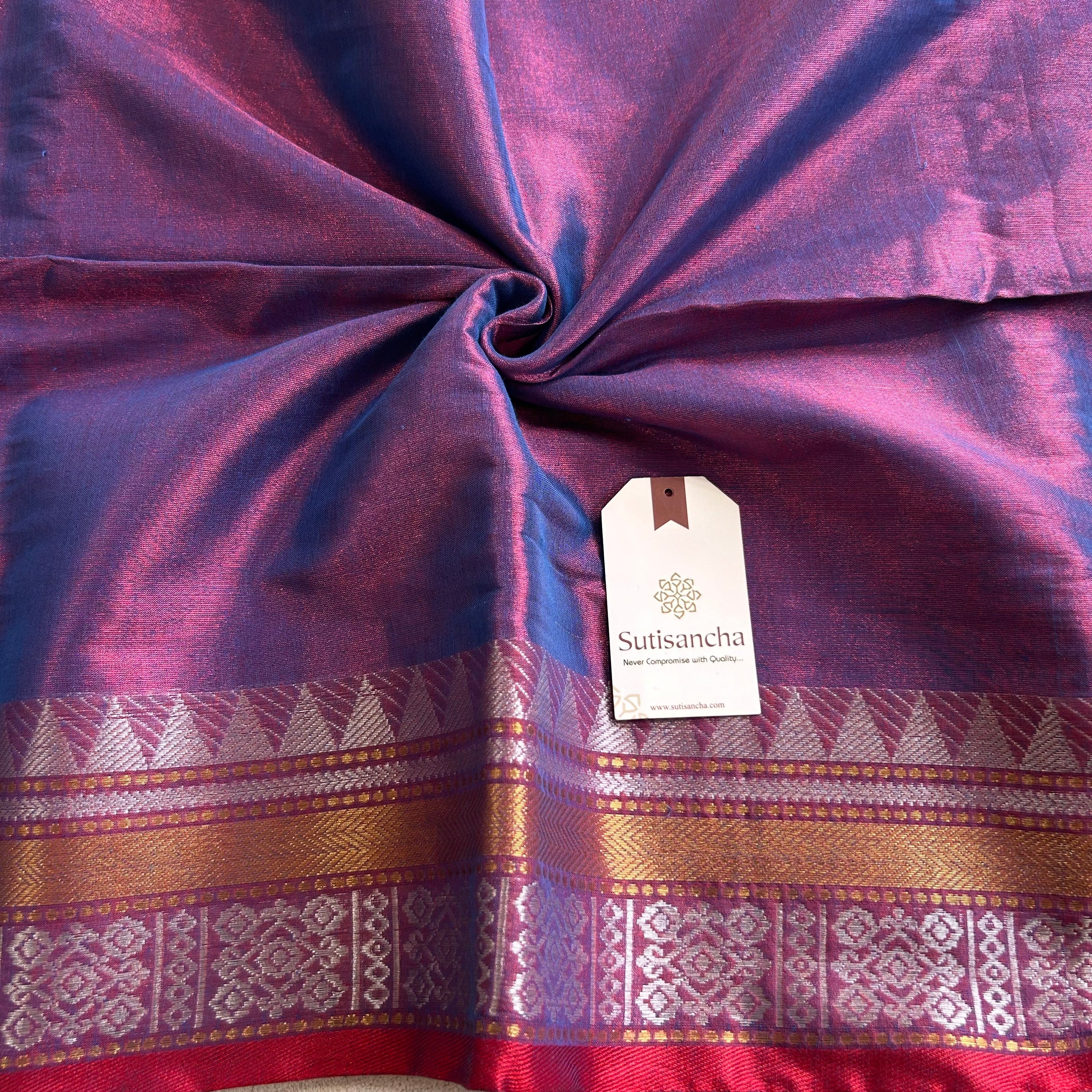 Artisan’s Touch: Purple Handloom Tissue Cotton Saree