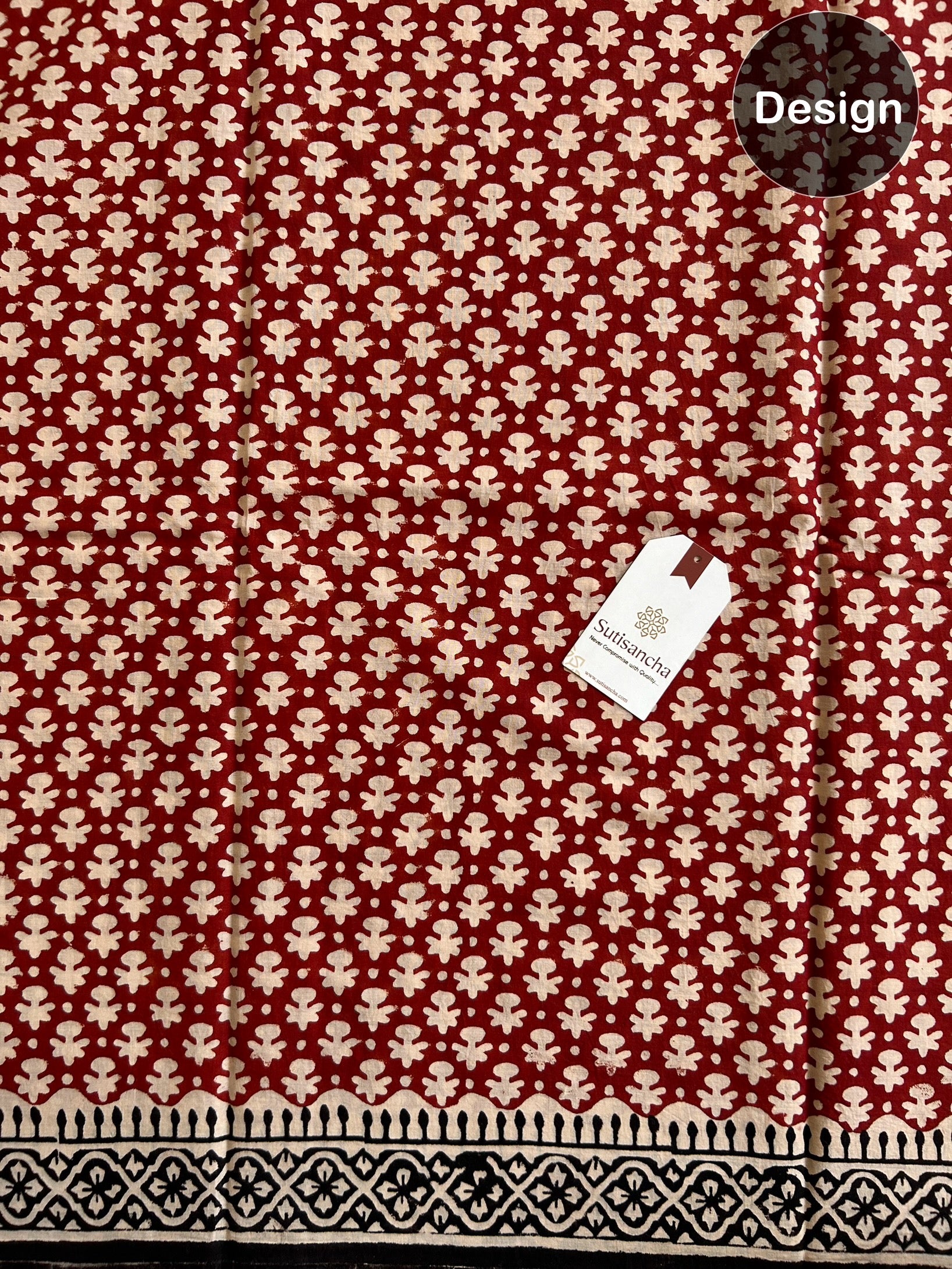 Bagru Hand Block Printed Mulmul Cotton Saree