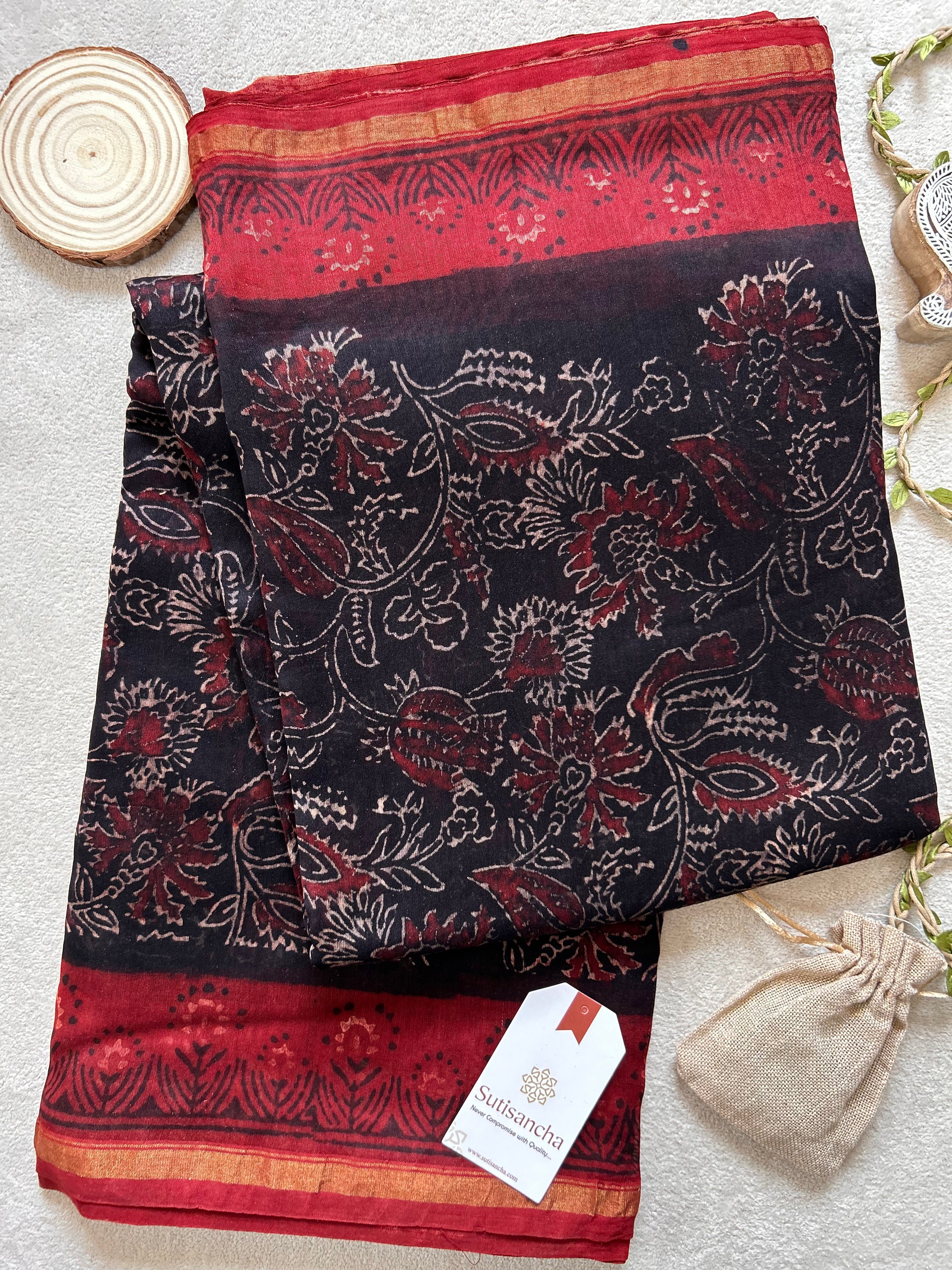 Traditional Bagru Chanderi Saree