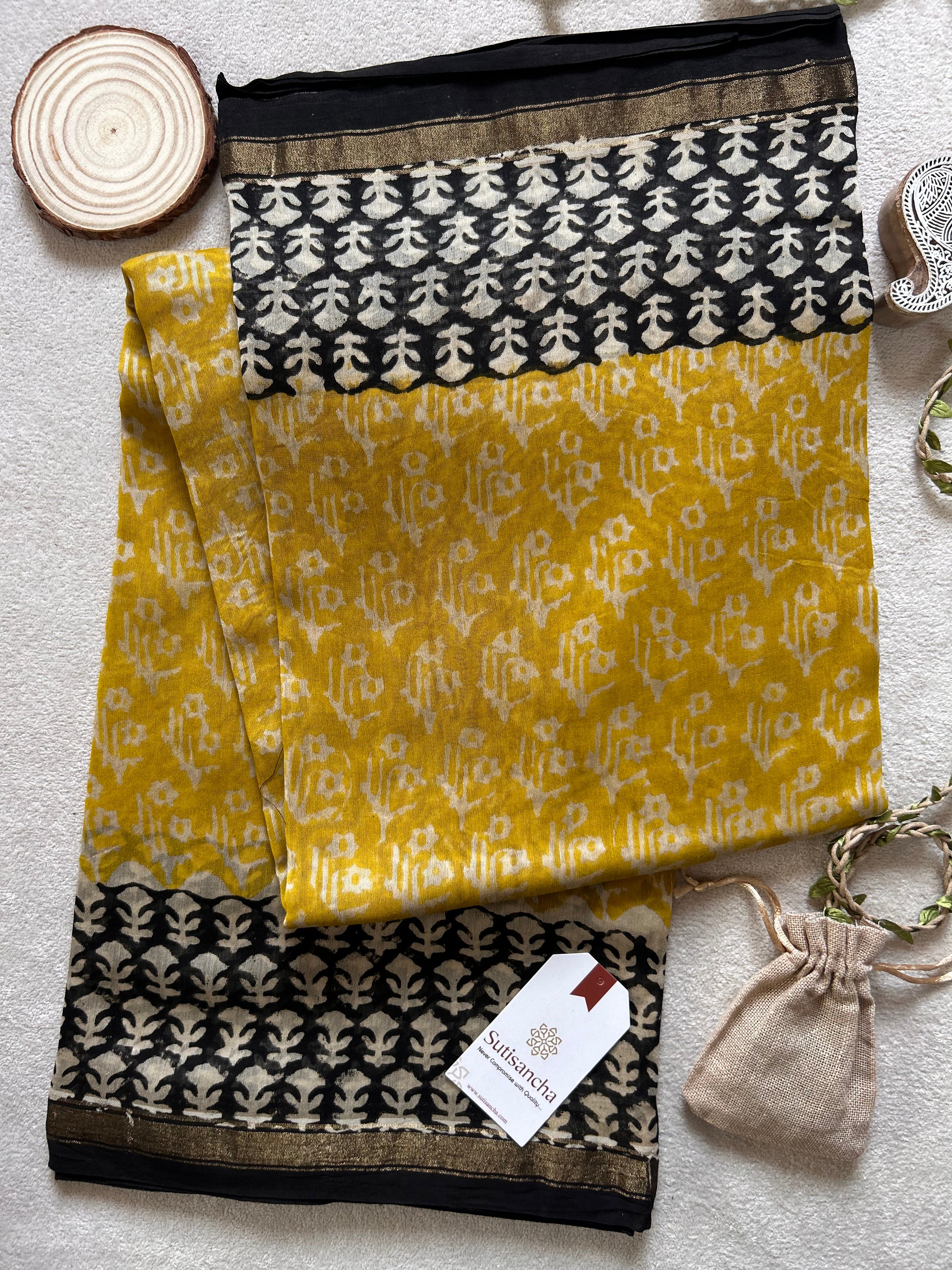 Traditional Bagru Chanderi Saree